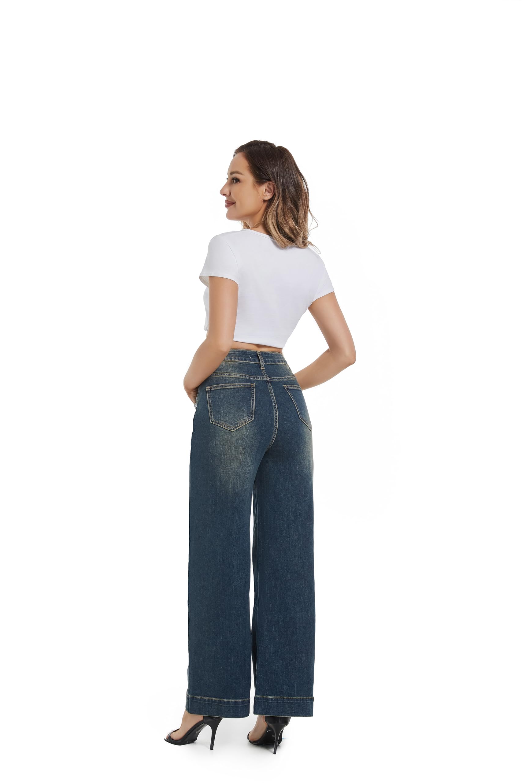 Women's High Waisted Stretchy Jeans - Wide Leg, Baggy, Loose Fit Trendy Denim Pants for Women | Comfortable Casual & Streetwear Fashion for Everyday Wear