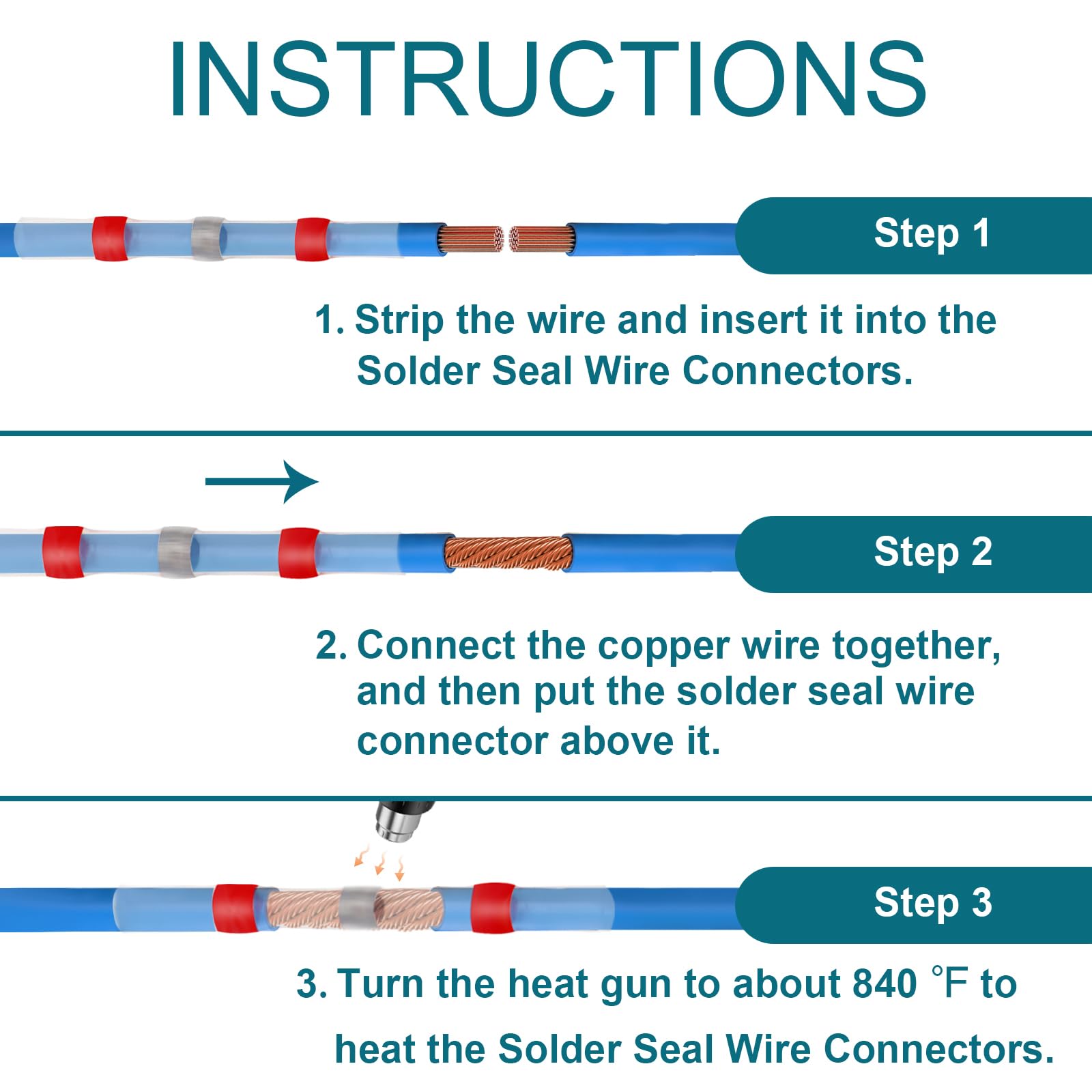 120PCS Solder Seal Wire Connectors - Waterproof Heat Shrink Butt Connectors for 26-24AWG - Electrical Wiring, Marine, Automotive & DIY Projects - Secure, Durable Wire Connections for Outdoor & Harsh Environments