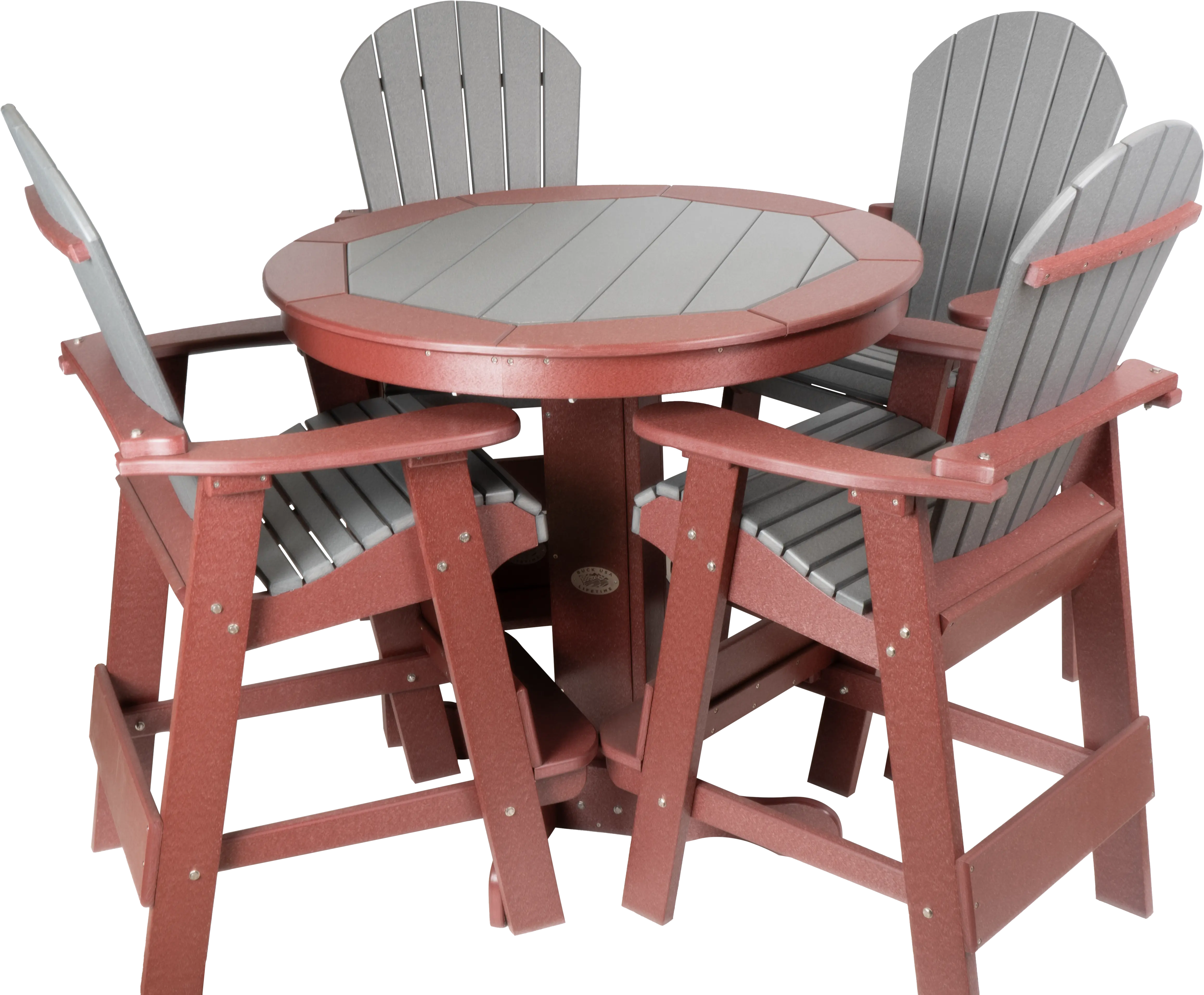 Buck USA 42 Inch Round Pub Table with Fan Back Seating - Bar Height Dining Set for Patio, Deck, or Backyard | FF 42IPT | Perfect for Outdoor Entertaining and Relaxation