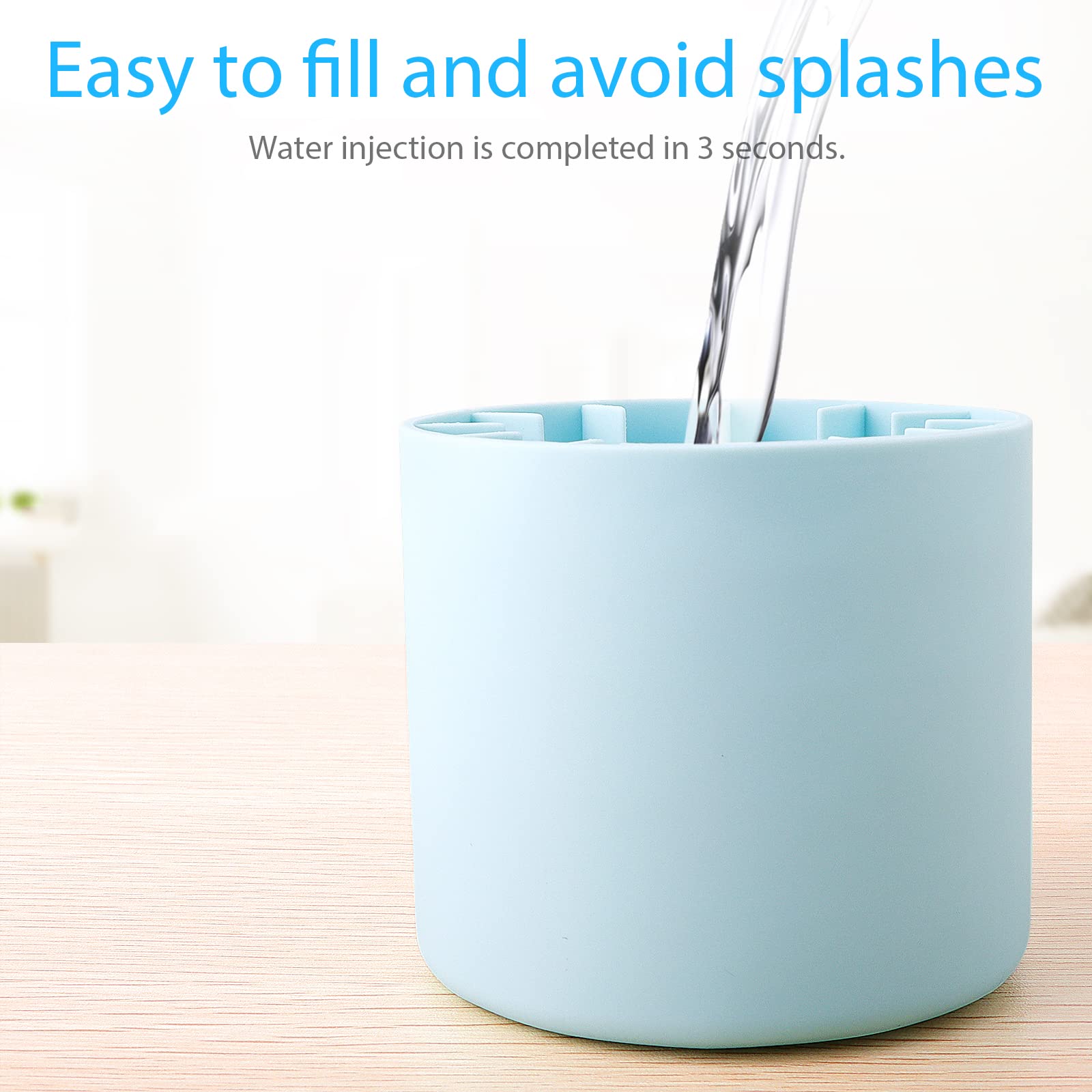 Silicone Ice Cube Tray with Easy Release - Cylinder Ice Molds for Perfect Press-Type Ice Cubes - Blue Ice Maker for Cocktails, Cold Drinks & Home Bar Use