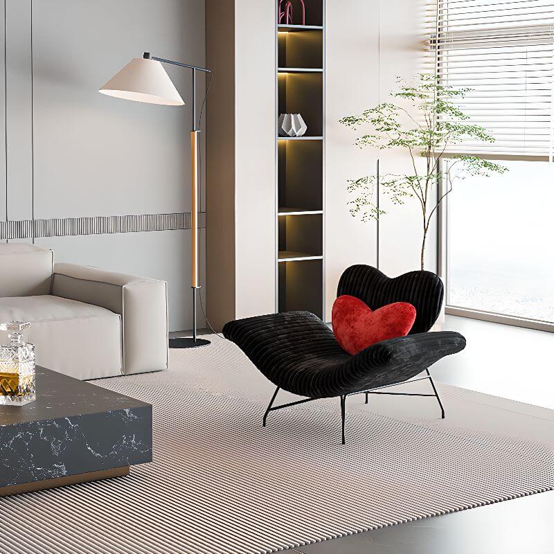 Minimalist Striped Lounge Chair with Midnight Black Pillow Back - Reclining Sofa with Removable Slipcover & Cushion - Perfect for Living Room, Bedroom or Office Relaxation