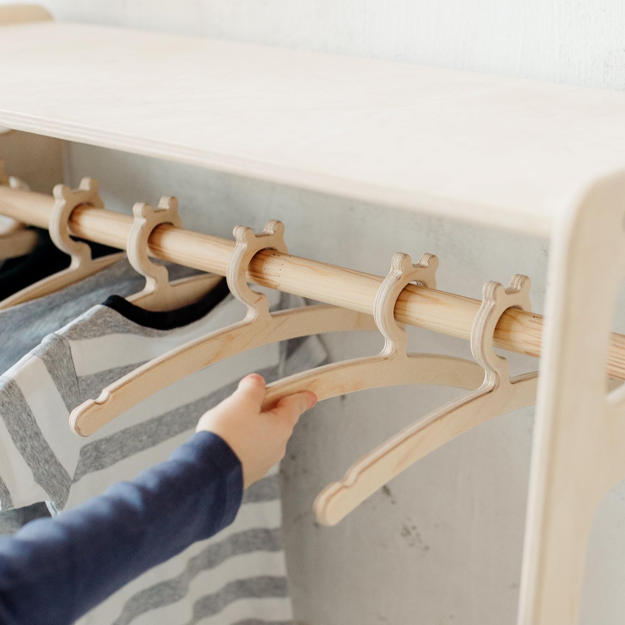 Set of 3 Montessori Toy Shelves & Kids Clothing Rack - Wooden Open Storage Shelves for Toys, Books & Clothes - Perfect for Playroom, Bedroom & Montessori Classroom Organization