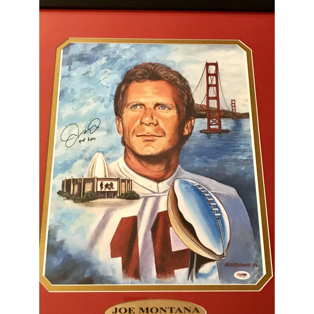 Authentic Joe Montana Signed 16x20 Photo Framed with PSA/DNA COA - San Francisco 49ers Memorabilia - Perfect for Sports Collectors, Man Cave Decor & Football Fan Gifts