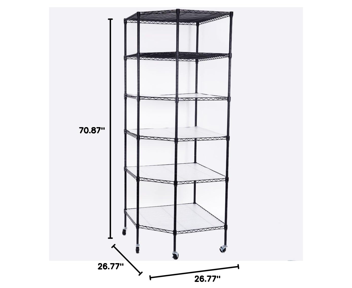 GT4-LY Heavy Duty 6-Layer Plastic Coated Hexagonal Corner Shelf with 2
