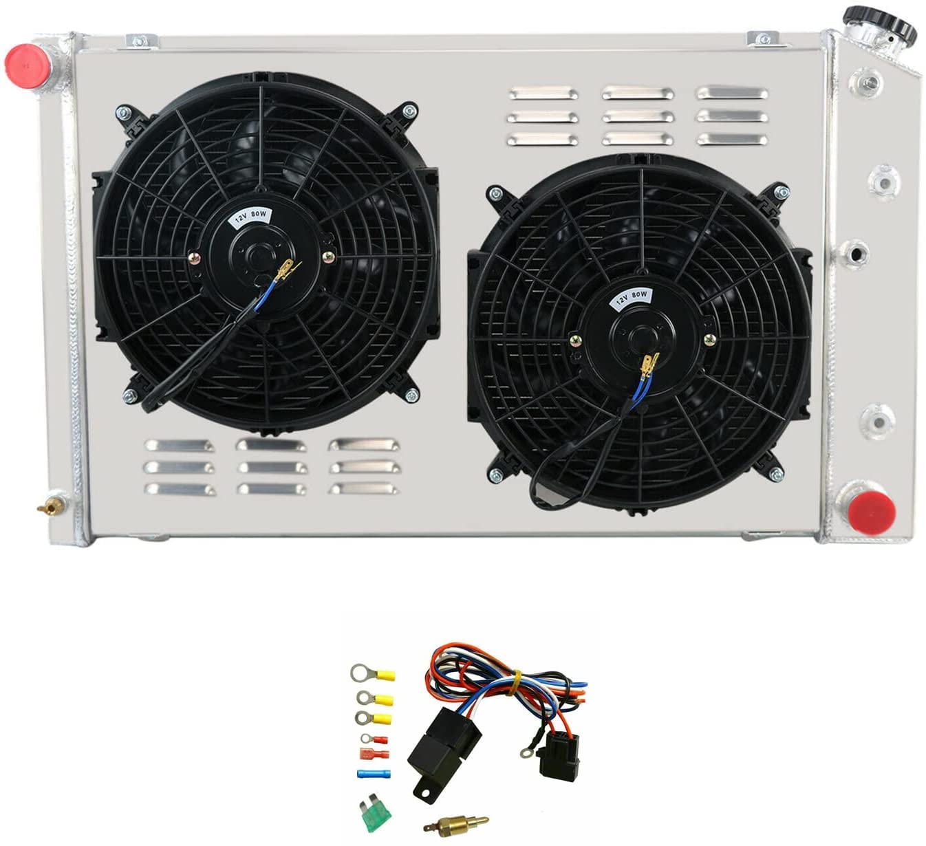 High-Performance ECMRAD Racing Radiator Fan Shroud Combo for Chevy Camaro 1970-1981 & Monte Carlo 1980-1987 | G-Body Oldsmobile Cutlass 1978-1986 | Improved Cooling for Street & Track Racing