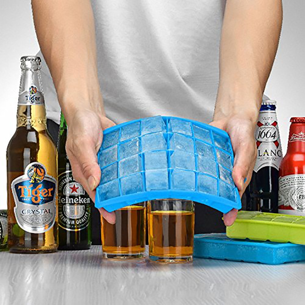 Premium Silicone Ice Cube Tray Set - 24-Cavity Square Ice Molds with Removable Lid, Easy Release & Stackable Design (2-Pack, Sky Blue) - Perfect for Cocktails, Iced Coffee & Home Bar Use