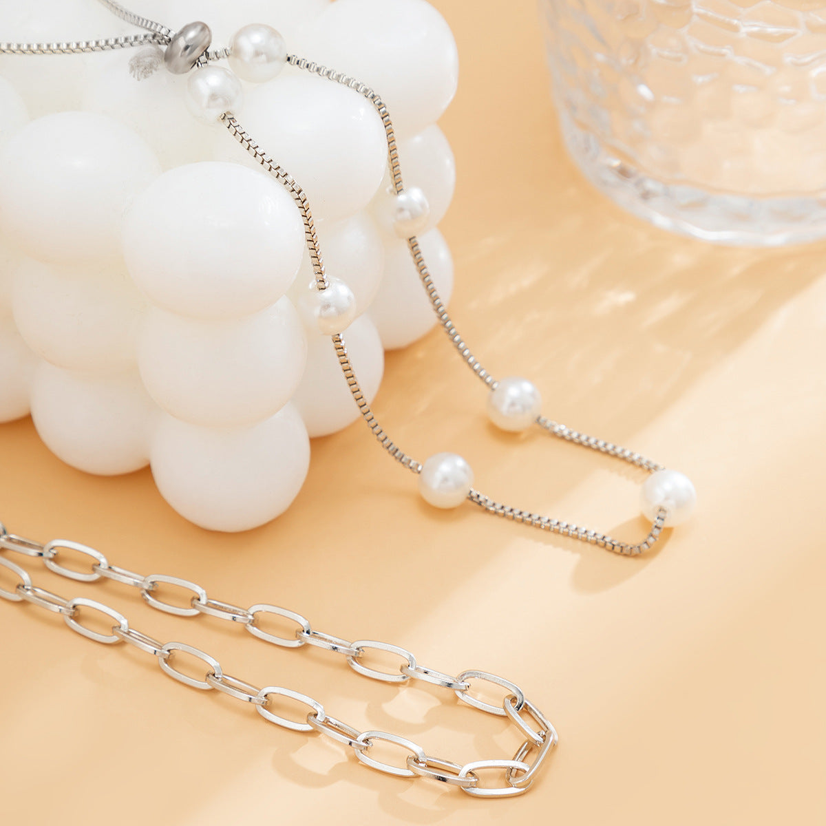 Gold Silver Stacking Pearl Adjustable Anklet Chain Set - Dainty Pearl Anklet Bracelet for Women | Perfect for Beach Weddings, Summer Outfits & Boho Style Accessories