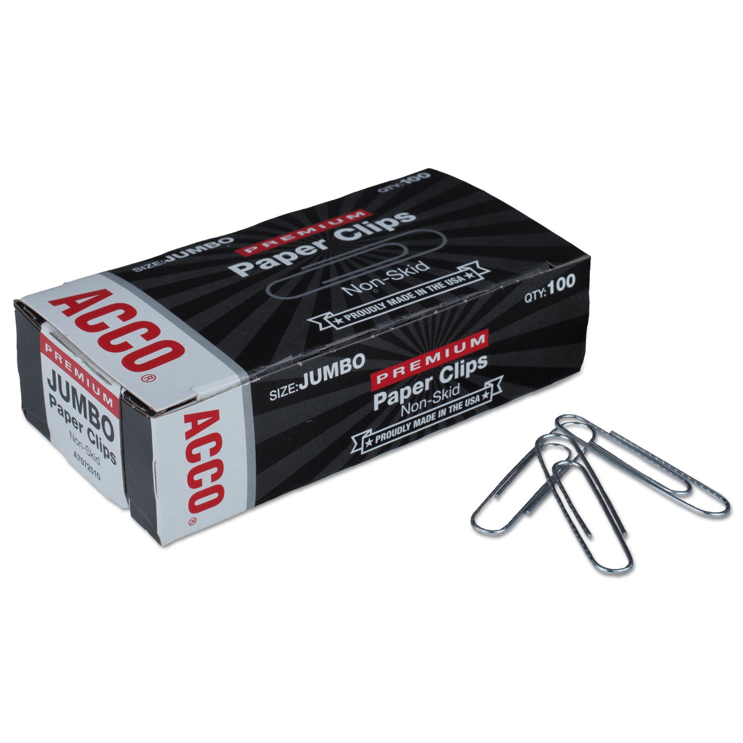 ACCO Premium Heavy Gauge Wire Paper Clips - Jumbo Non-Skid Silver Clips (100/Box, 10 Boxes/Pack) for Office, School & Document Organization
