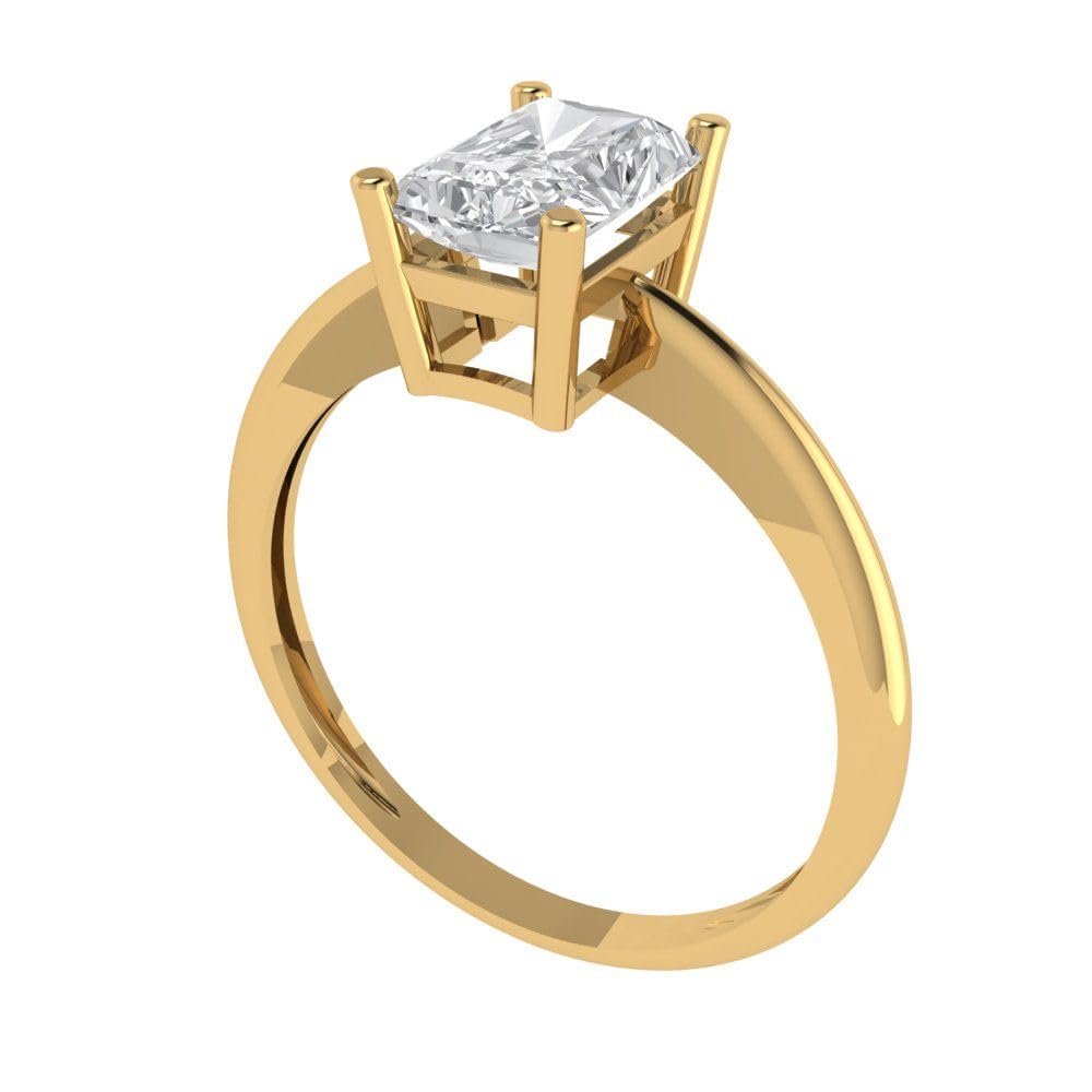 1Ct Radiant Cut Solitaire Moissanite Engagement Ring in 14K Yellow Gold - Classic Elegance for Proposals, Anniversaries & Special Occasions