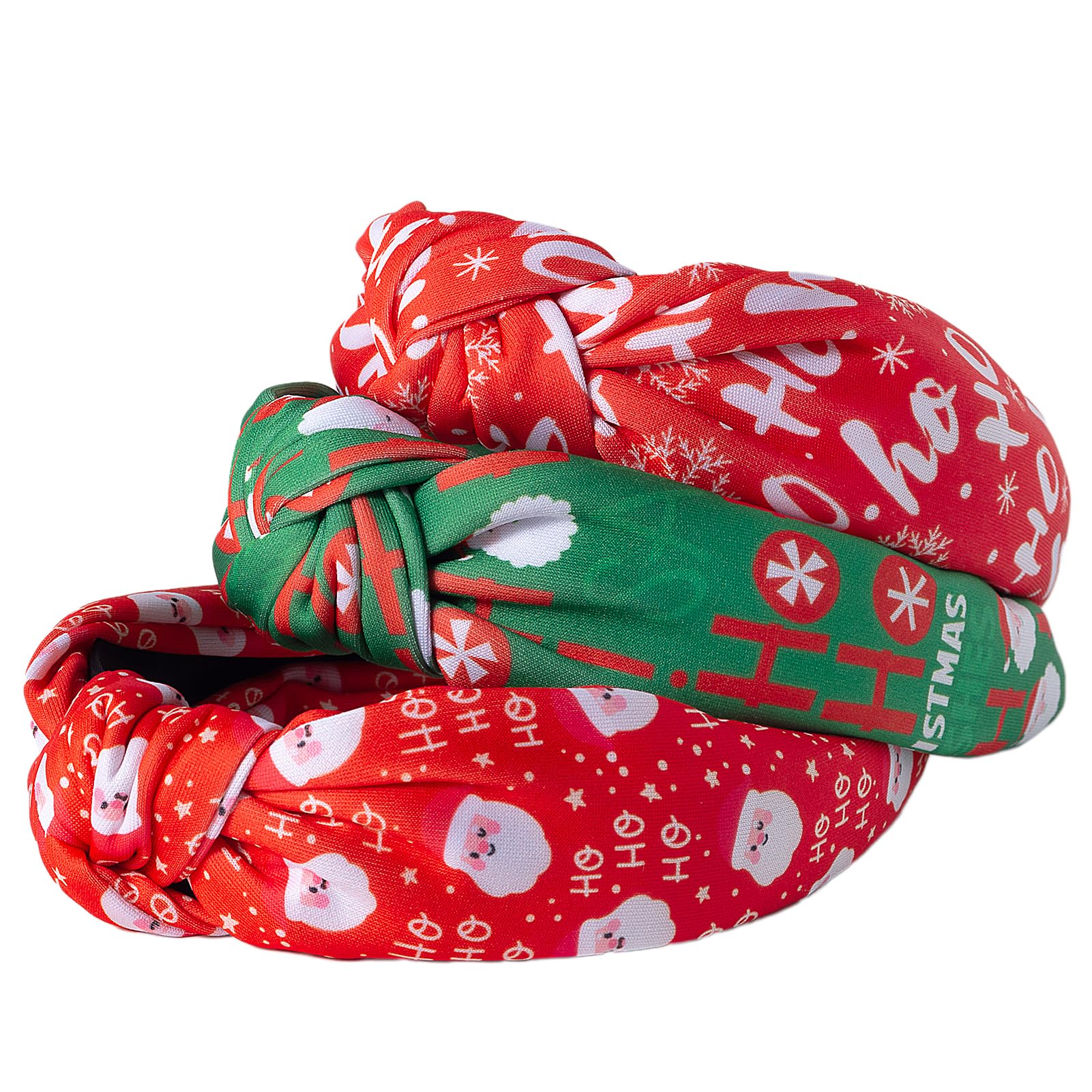 3Pcs Christmas Headbands for Women - Snowflake Santa Snowman Xmas Tree Holiday Hair Hoops, Festive Hair Accessories for Christmas Party & Gift Giving (HOHO)
