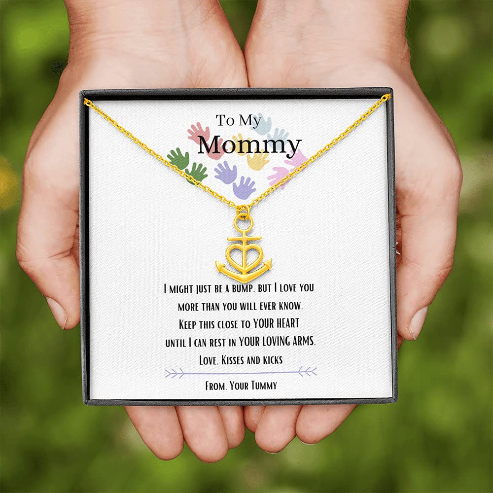 Personalized Heart Anchor Pendant Necklace for Mom - 