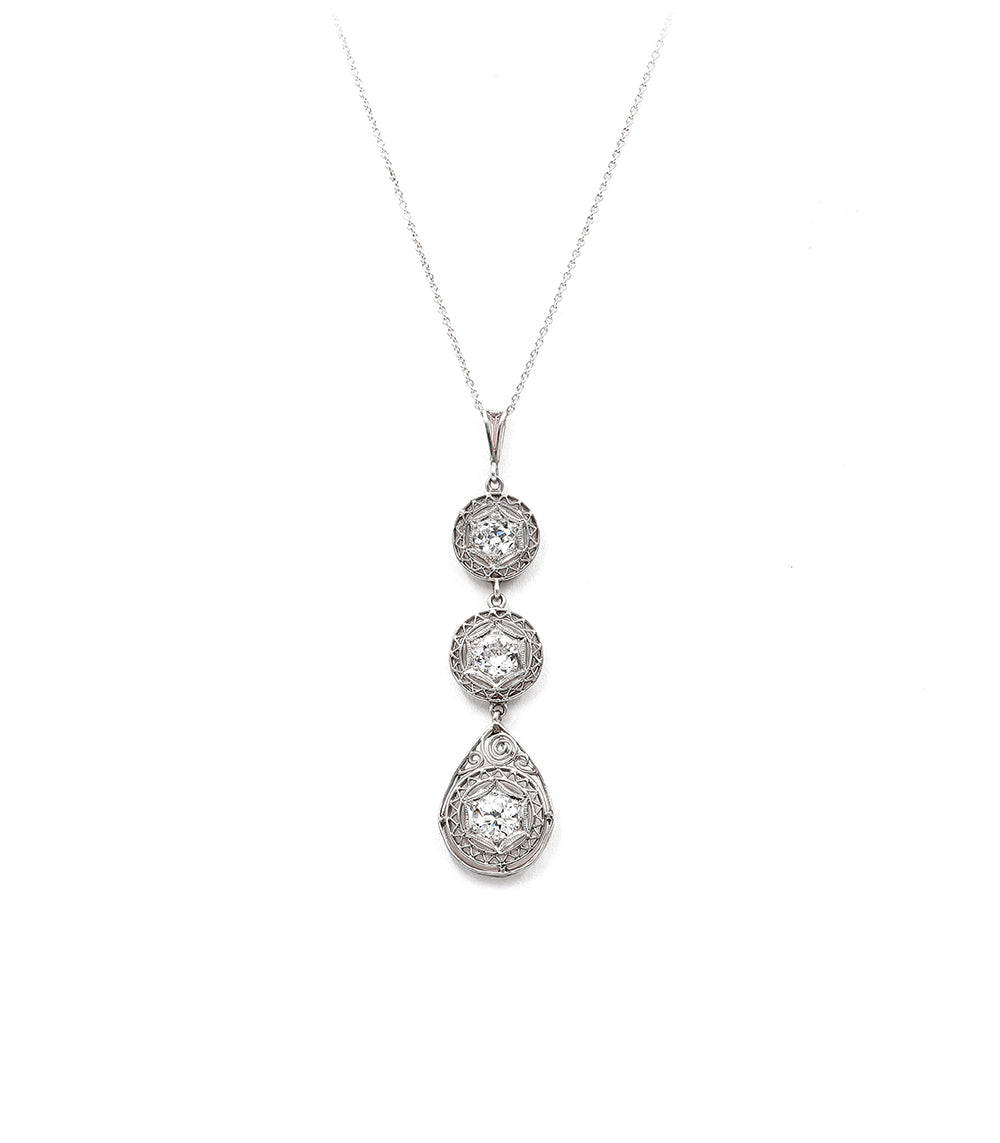Odette Platinum Diamond Drop Necklace - Elegant Dainty Pendant for Unique Engagement Rings, Anniversary Gifts & Special Occasions