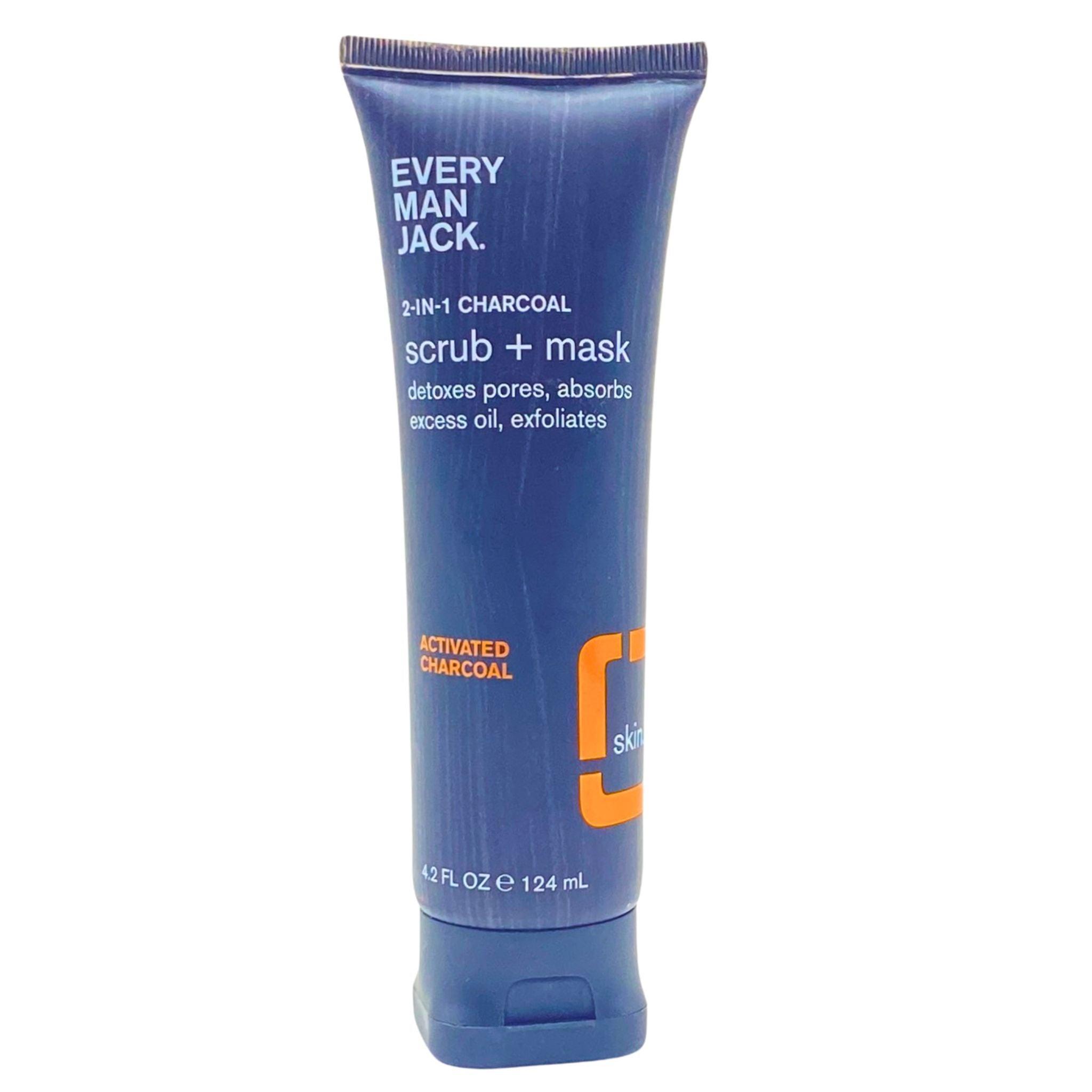 Every Man Jack Charcoal Scrub & Mask 2-in-1, 4.2 oz (50-Pack) - Deep Cleansing Face Wash & Exfoliator for Men, Perfect for Daily Skincare & Grooming Routine