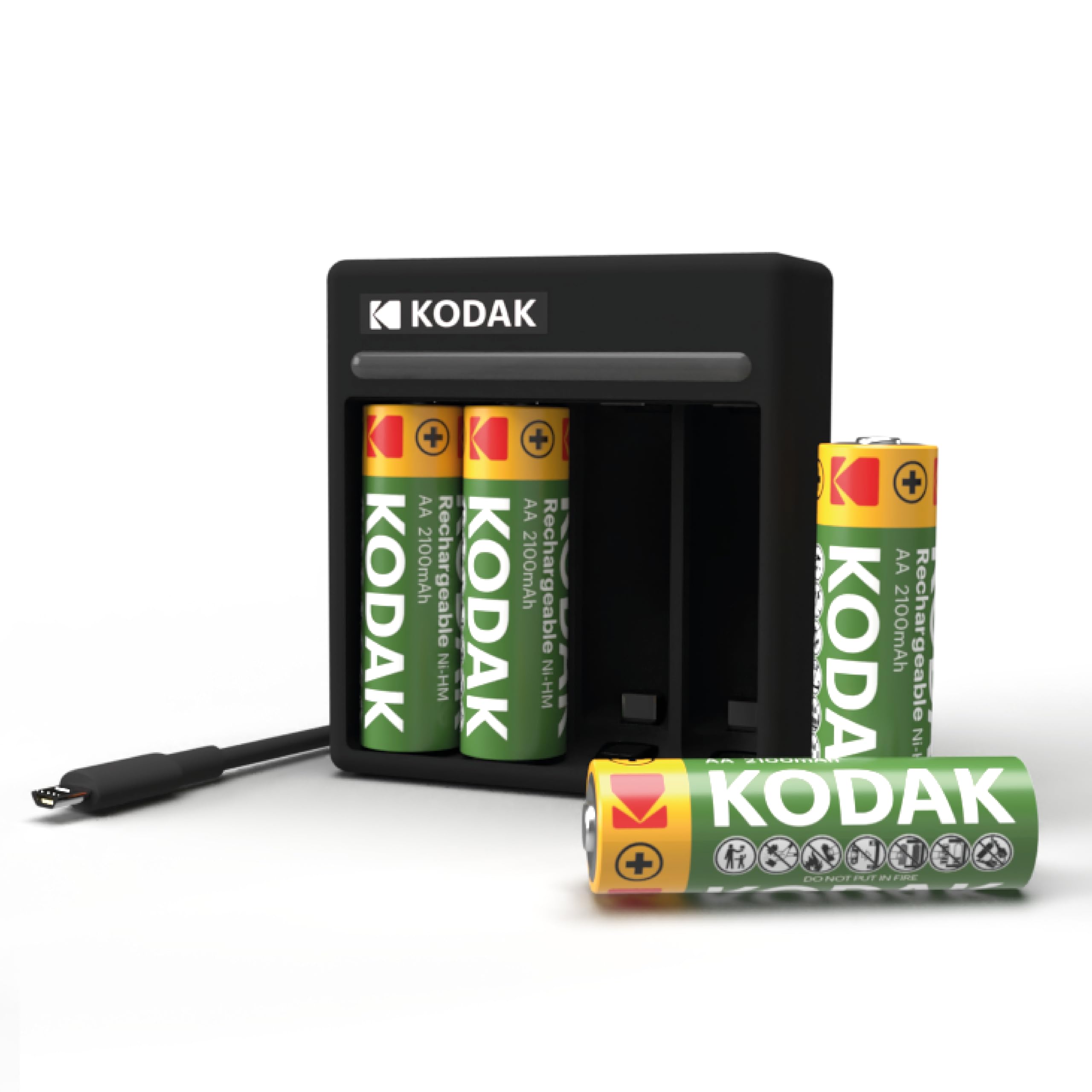 Kodak Rechargeable AA AAA Batteries with Charger - 4 Pack Double A Batteries Included - Perfect for Cameras, Toys, and Electronics