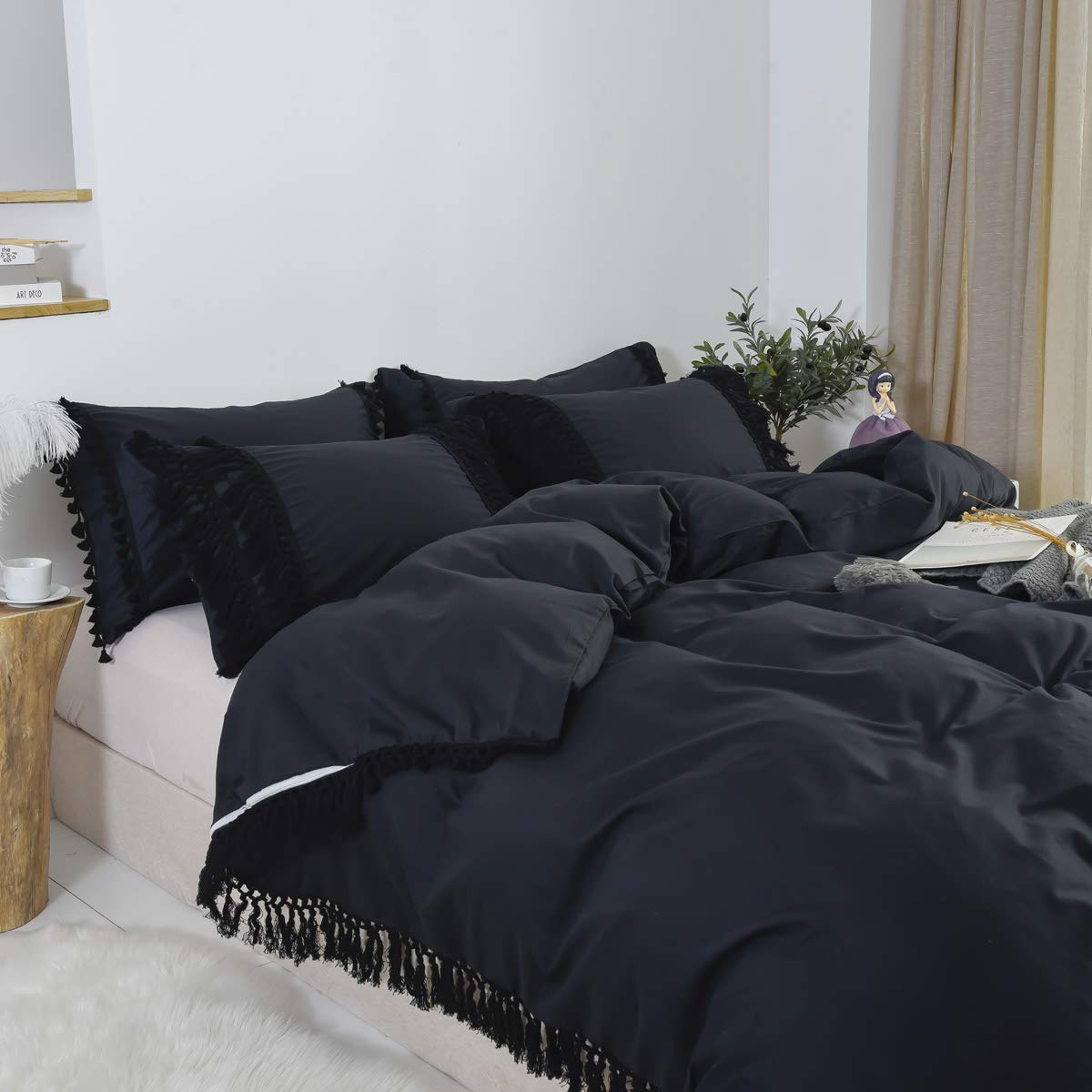 Softta 3-Piece Bohemian Duvet Cover Set - 100% Washed Cotton with Tassels (1 Duvet Cover + 2 Pillowcases) | Luxury & Elegant Bedding for Master Bedroom, Guest Room & Bohemian Style Home Decor