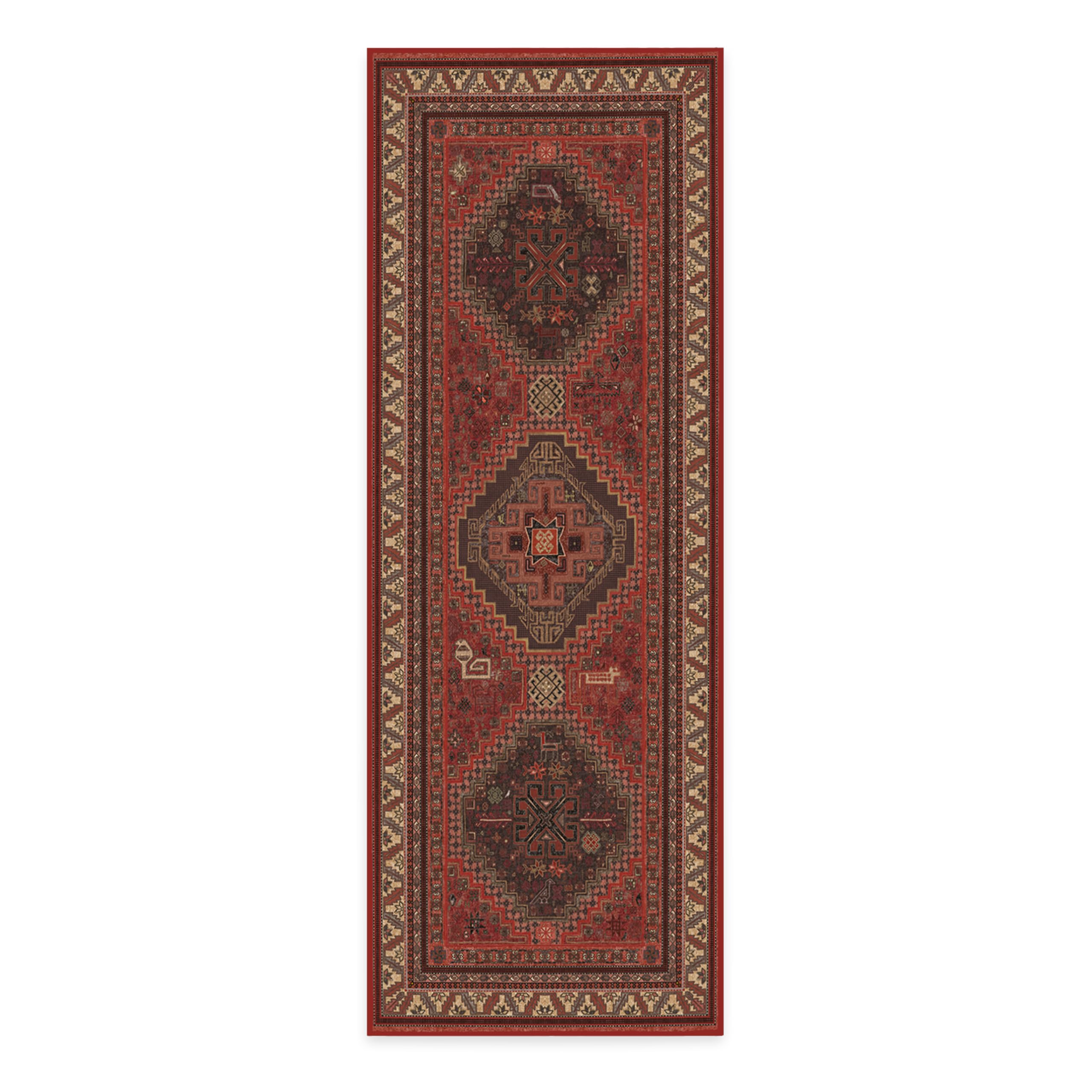 Ruggable Washable 2x7 Runner Rug - Zareen Scarlet Red | Premium Non-Slip Farmhouse Rug for Hallway, Kitchen, Entryway, Living Room, Bedroom & Office | Perfect for High-Traffic Areas & Pet-Friendly Homes