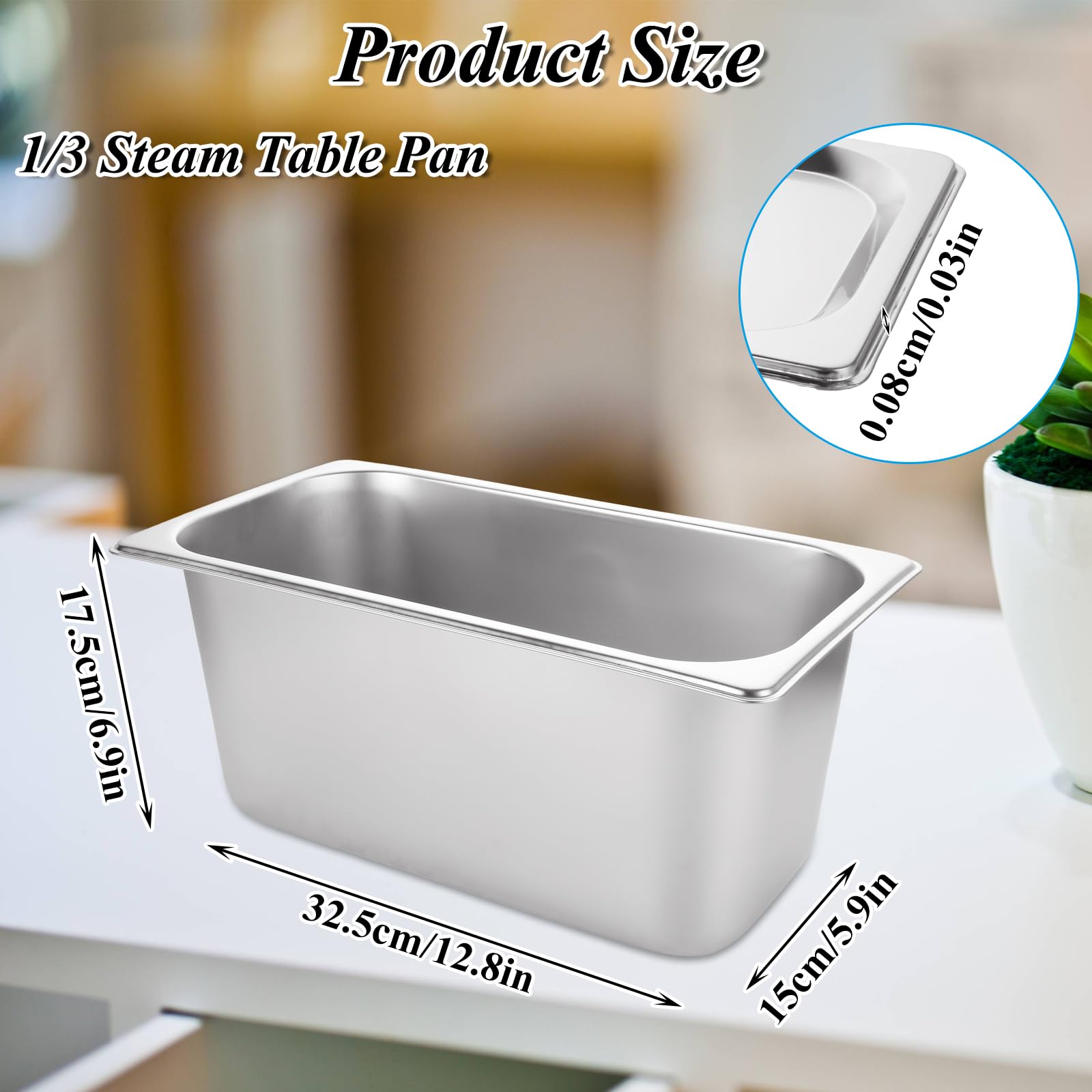 LANIAKEA 2-Pack 1/3 Size Stainless Steel Steam Table Pans with Lids - 6 Inch Deep Commercial Food Pans for Restaurants, Catering, Buffets & Party Serving | Durable Hotel Pans for Food Storage, Warming & Display