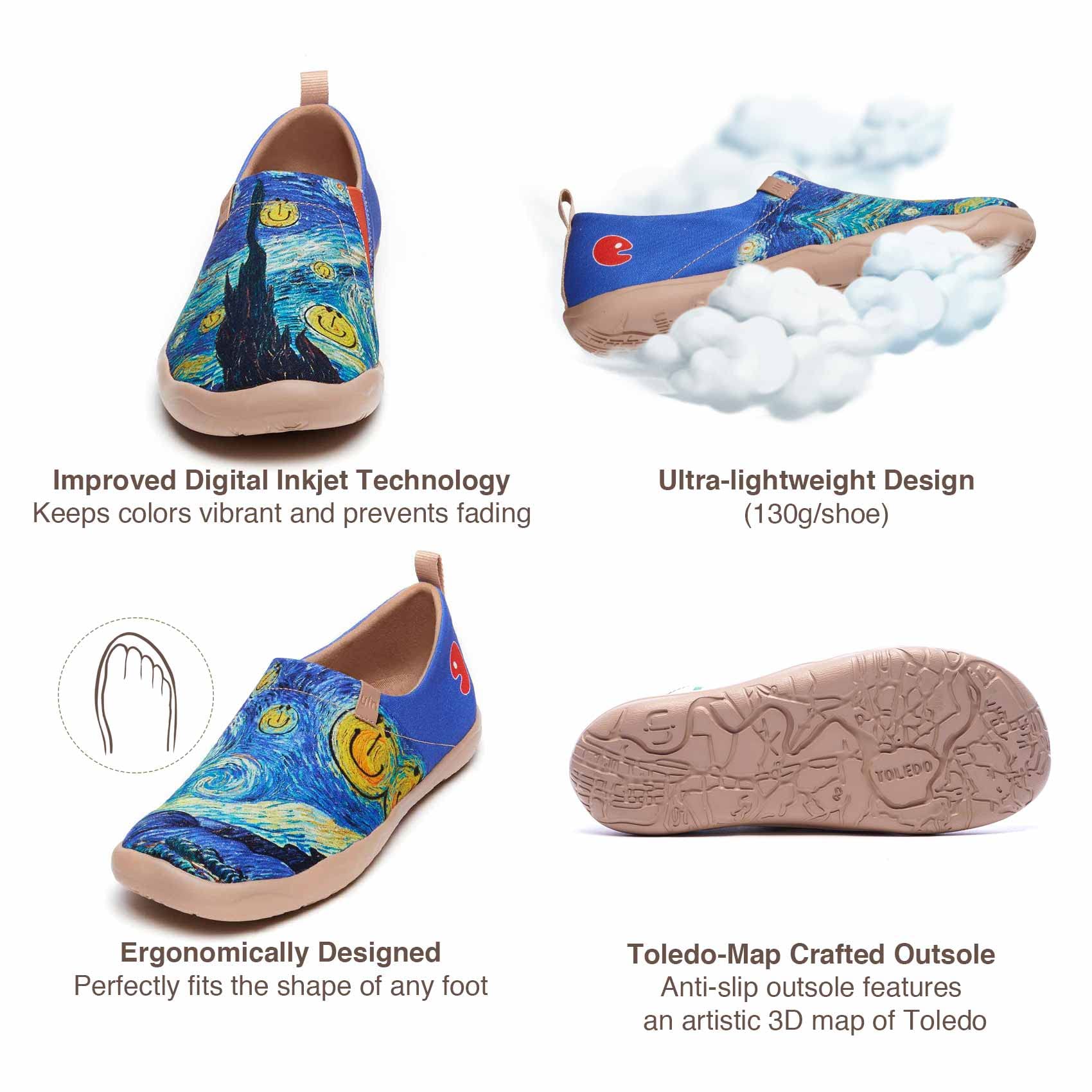 UIN Men's Slip-On Canvas Sneakers - Lightweight Comfortable Walking Shoes for Casual Wear & Travel | Breathable Loafers with Artistic Paint Design | Perfect for Daily Commute, Weekend Outings & Vacation Trips