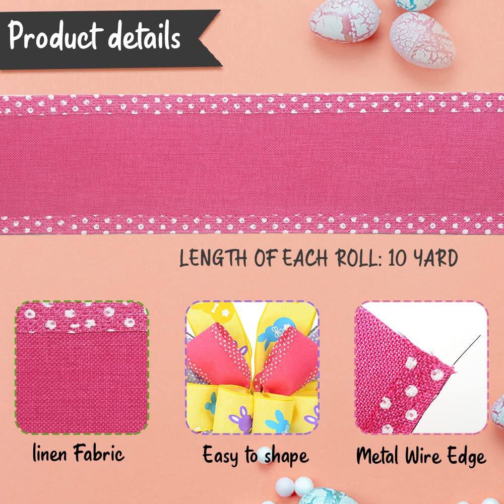 Pink Wired Ribbon for Gift Wrapping, 2.5