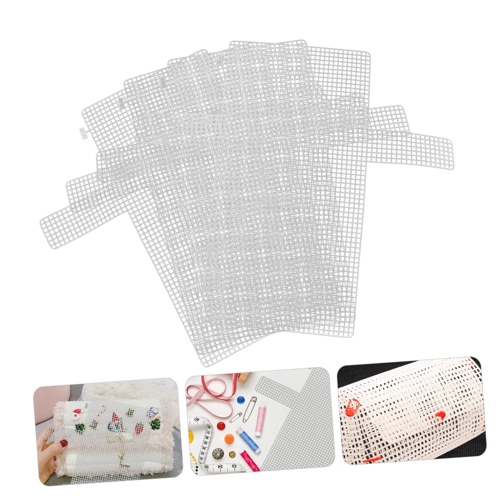 4-Piece Macrame Mesh Hook Bag Set - Transparent DIY Yarn Storage Pouches for Knitting & Crochet Projects, White Plastic Net Tote for Organizing Craft Supplies - Perfect for Home, Travel, and Gift Wrapping Accessories