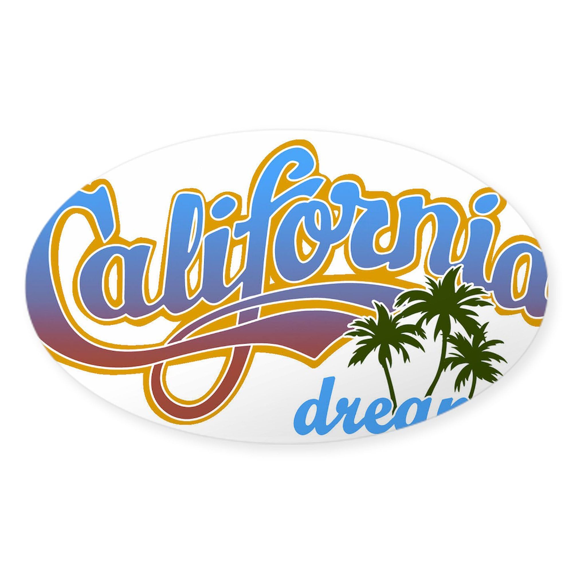 California Dreamin Car Bumper Sticker - Oval Decal for Cars & Laptops