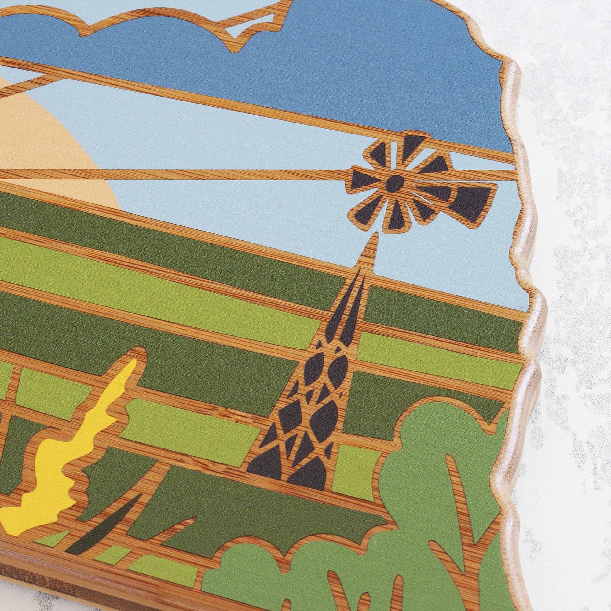 Premium Nebraska Wooden Cutting Board with Handcrafted Artwork by Summer Stokes – Perfect for Kitchen, Serving Charcuterie, and Home Decor
