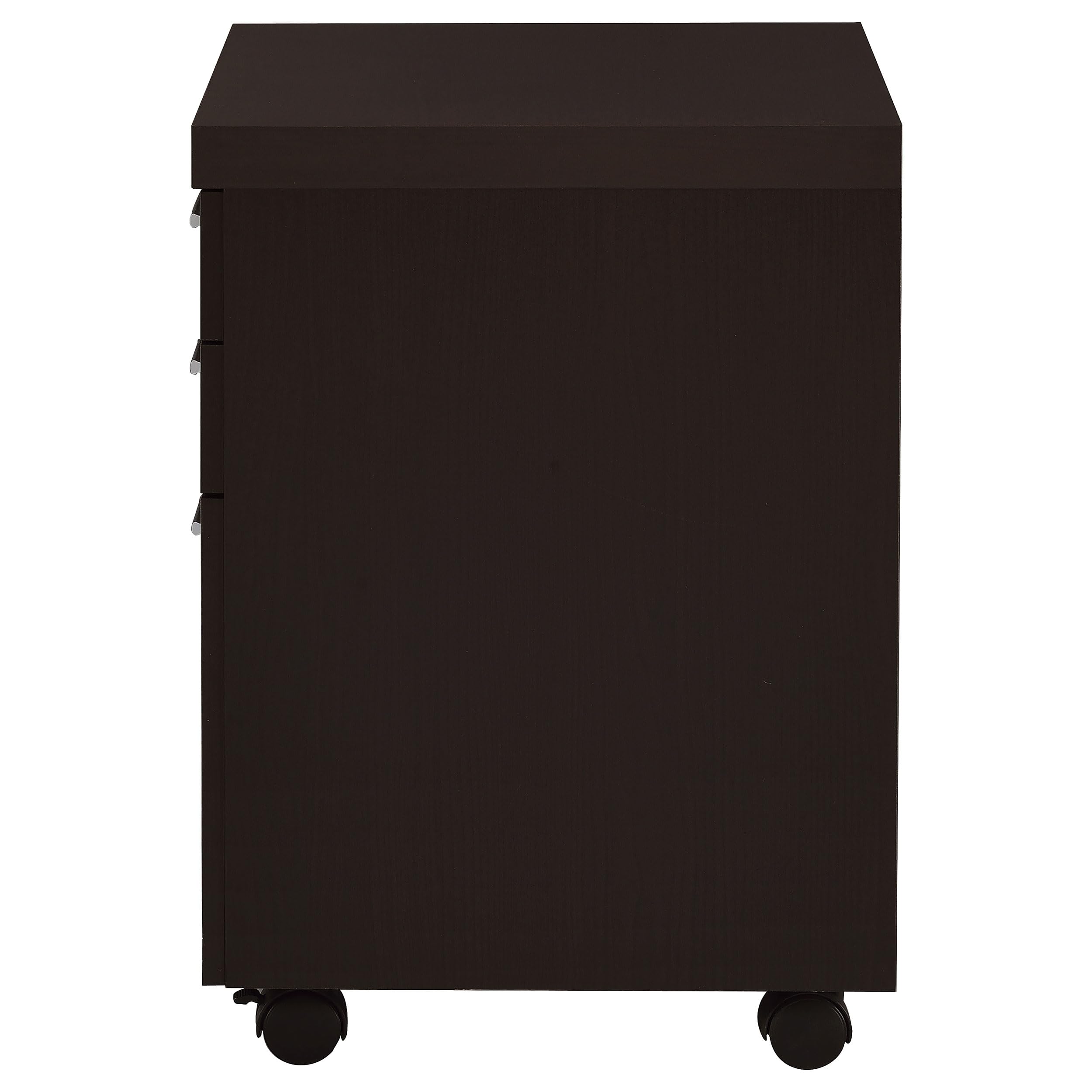 Skylar 3-Drawer Mobile File Cabinet by Coaster Furniture - Cappuccino Finish, 800894 - Perfect for Home Office, Dorm Room & Small Space Organization