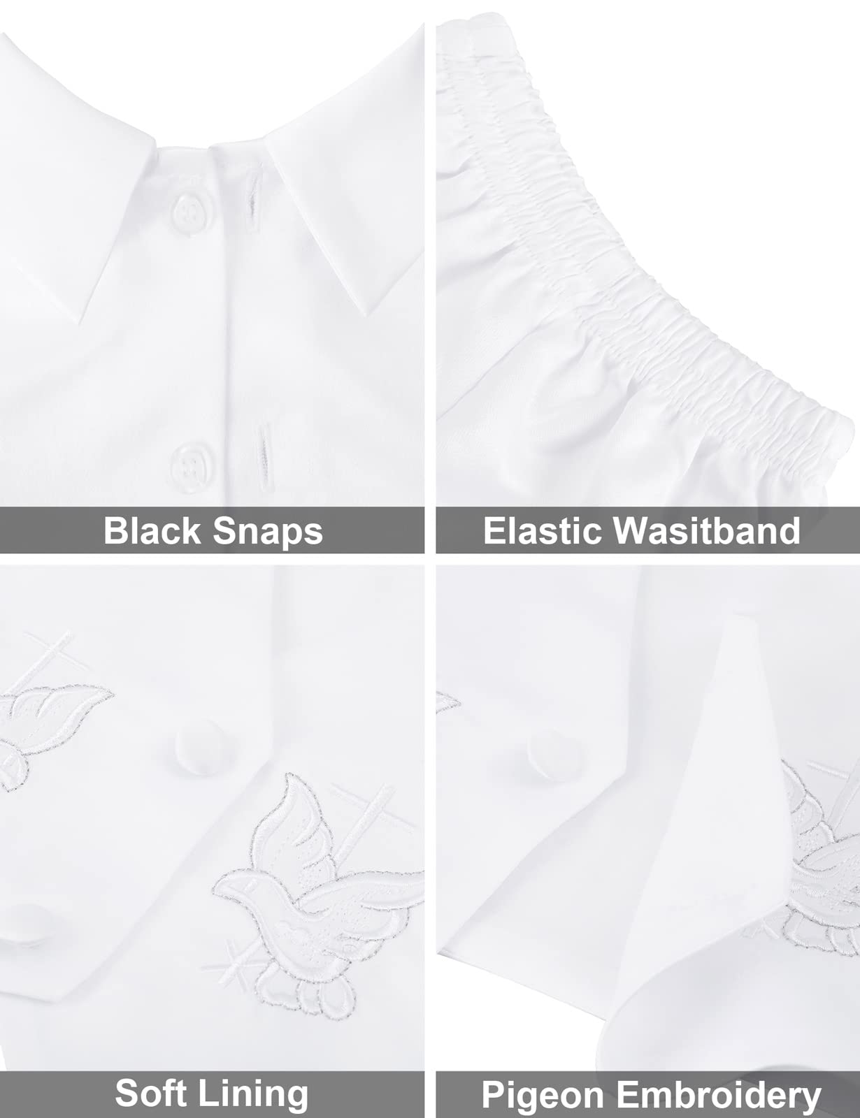 A&J DESIGN White Baby Boy Baptism Outfit - Short Sleeve Christening Romper Set for Newborns 3-18 Months - Perfect for Church Ceremonies, Christenings & Family Photos