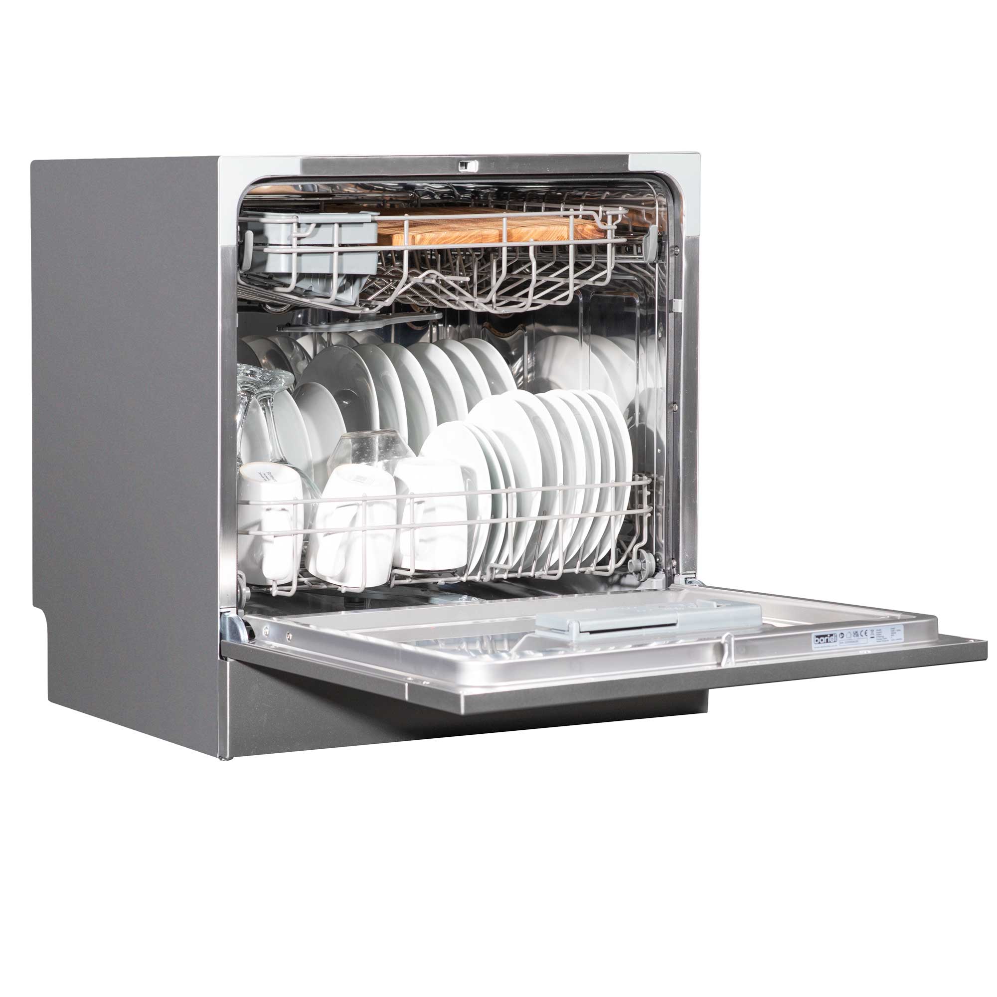 Baridi Compact Tabletop Dishwasher - 8 Place Settings, 6 Wash Programs, Ultra Quiet (42dB), 8L Capacity in Sleek Silver (Model DH87) | Perfect for Small Apartments, RVs, Dorms & Kitchenettes