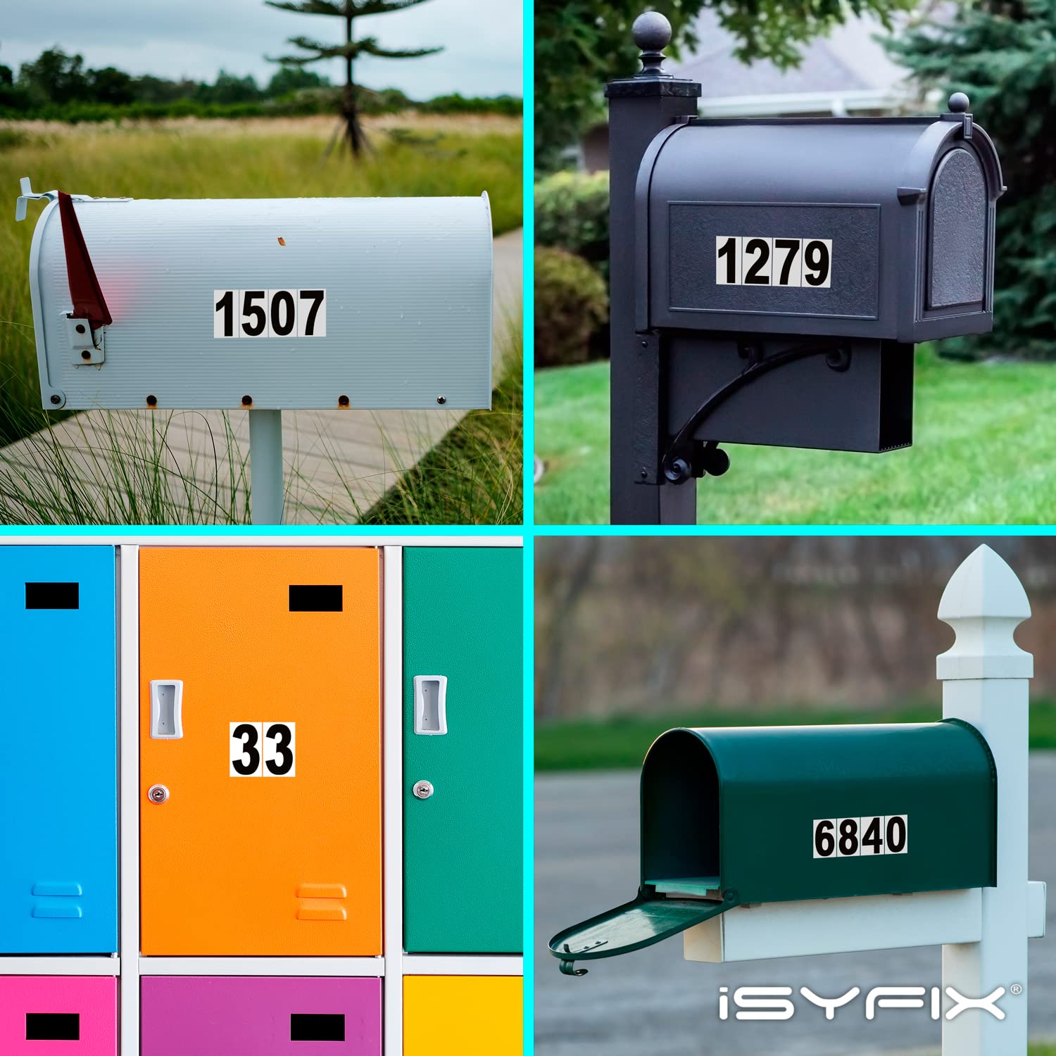 iSYFIX Black Vinyl Number 1 (One) Stickers - 6 Pack 3 inch - Premium Reflective Decals for Mailbox, Signs, Windows, Doors, Cars & Trucks | Durable Indoor & Outdoor Address Labels for Home & Business Use