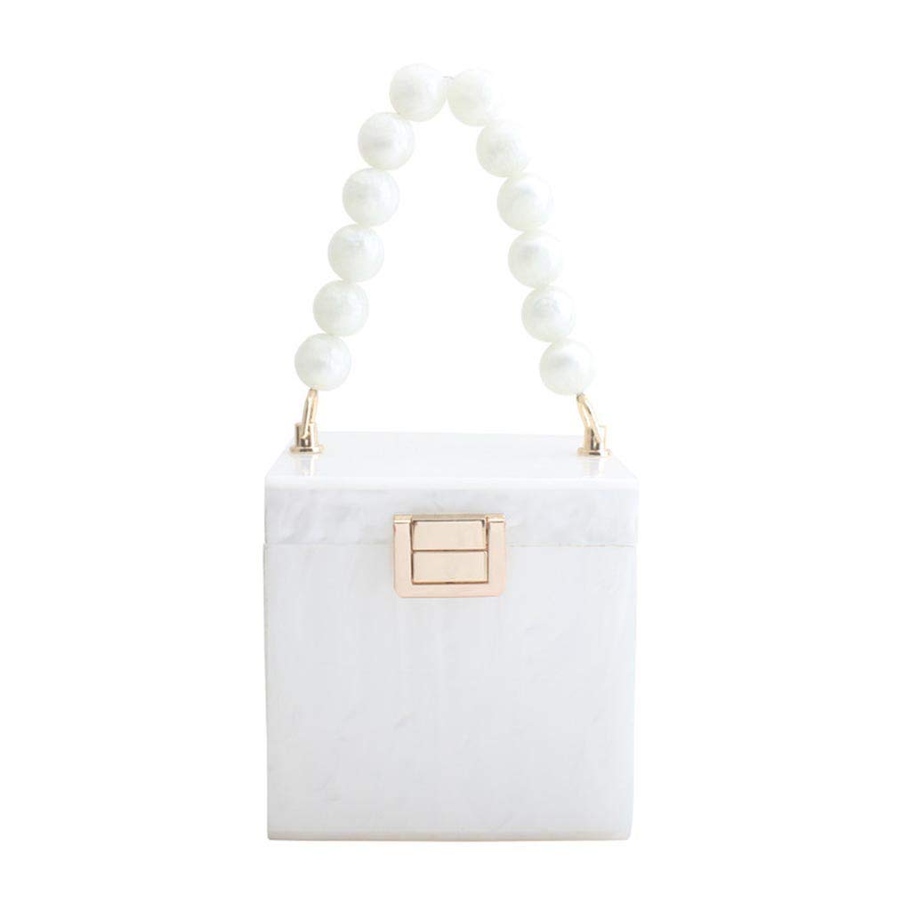 Stylish White Crossbody Bag for Women - Elegant Box Shape Clutch Purse for Wedding, Evening & Prom - Perfect Shoulder Bag for Bridal Party & Special Occasions