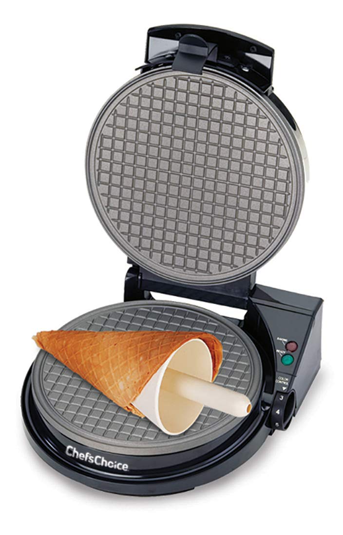 Chef’sChoice 838 Waffle Cone Maker - Nonstick Electric Ice Cream Cone Machine for Homemade Sugar & Waffle Cones - Easy to Clean Silver Design - Perfect for Parties, Dessert Shops & Family Treats