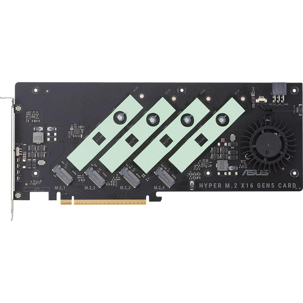 ASUS Hyper M.2 x16 Gen5 PCIe 5.0 NVMe SSD Expansion Card - Black | Supports 4 M.2 SSDs | High-Speed Storage Upgrade for Gaming PCs, Workstations & Content Creation