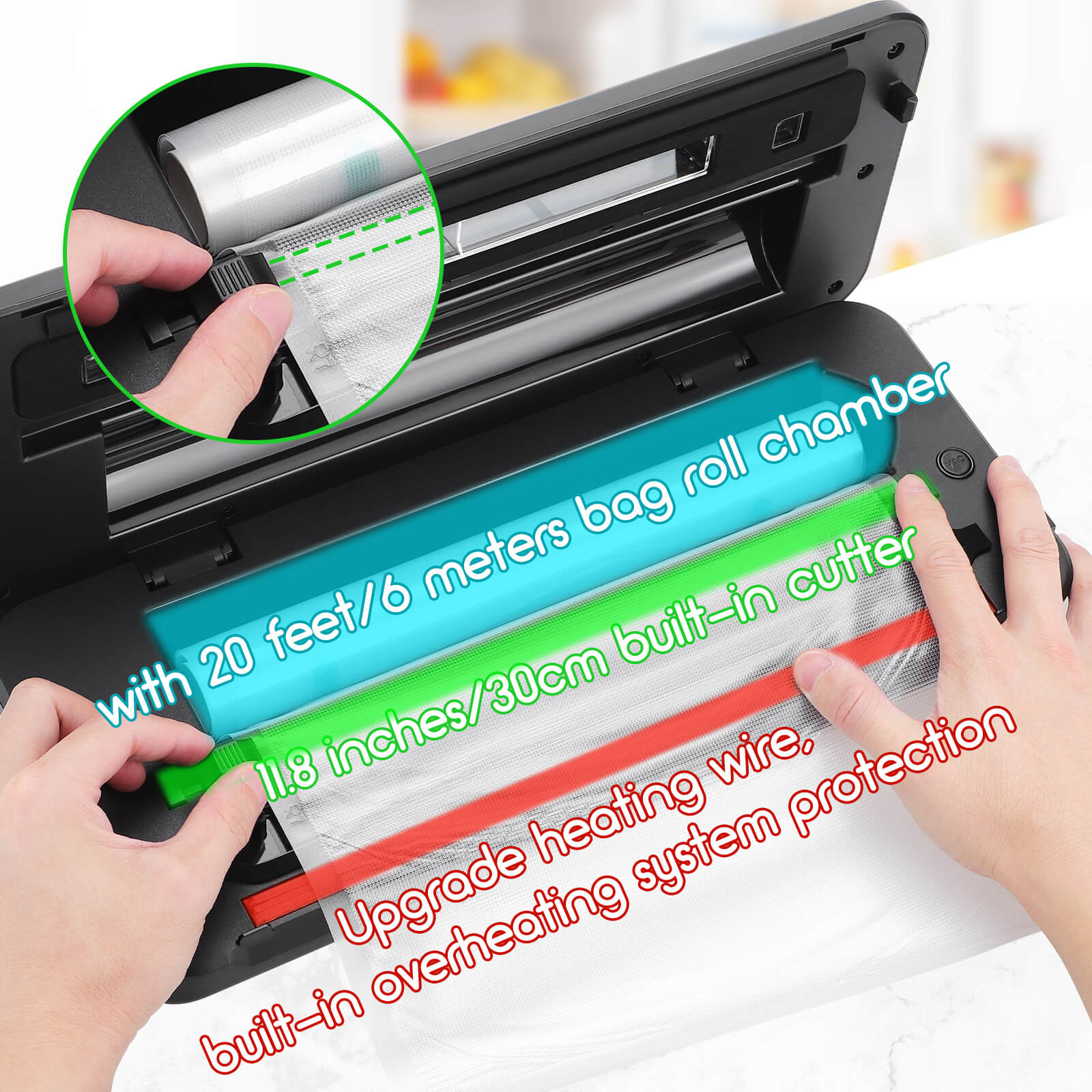 INK VS03 Vacuum Sealer Machine for Food Preservation | Compact & Efficient | Perfect for Meal Prep, Sous Vide, and Long-Term Food Storage