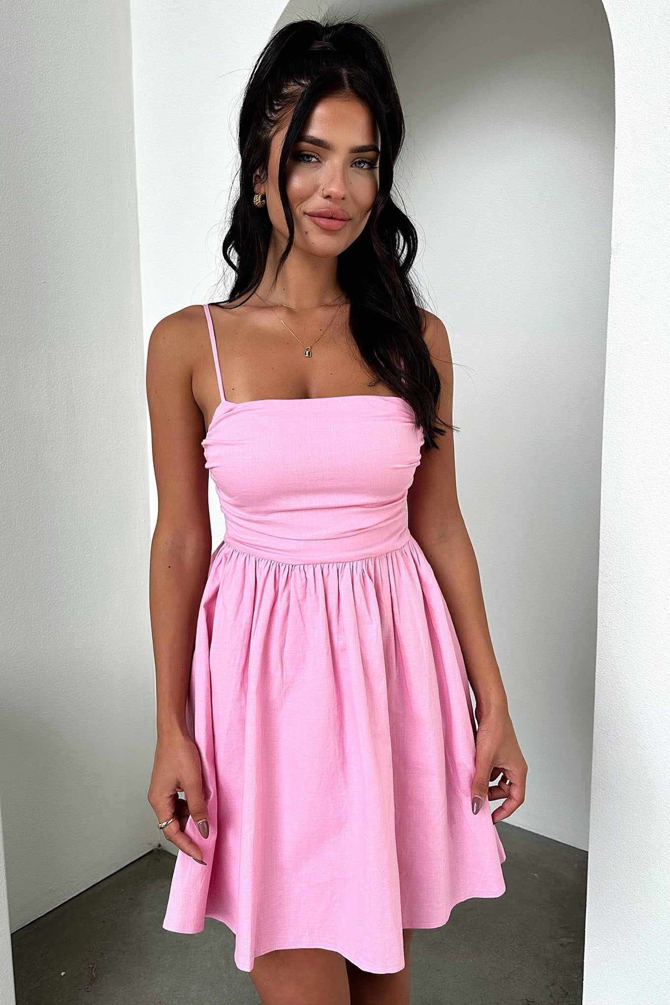 Stylish Pink Miley Mini Dress for Women - Trendy Summer Casual Outfit for Parties, Dates & Beach Vacations