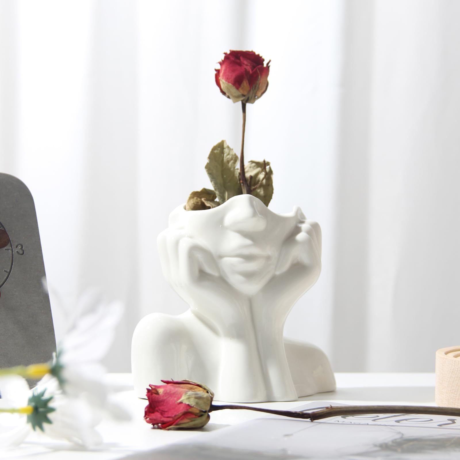 Ceramic Face Vase - 5.5