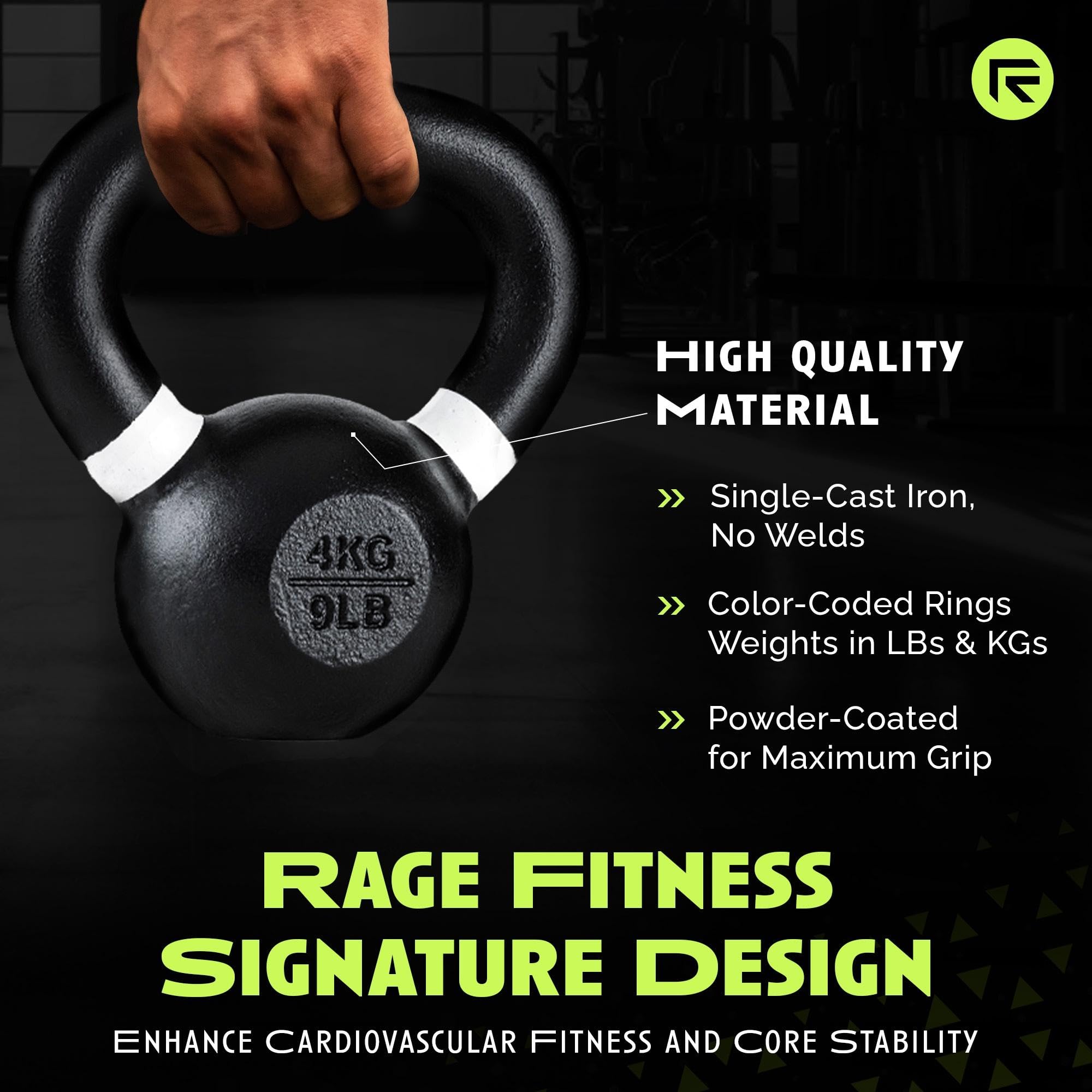 Premium Cast Iron Kettlebells - No-Welded Joints, Wide Handle for Strength Training - Durable Powder Coated Kettlebell Weights Set for Men & Women - Perfect for Home Gym, CrossFit, and Functional Fitness Workouts