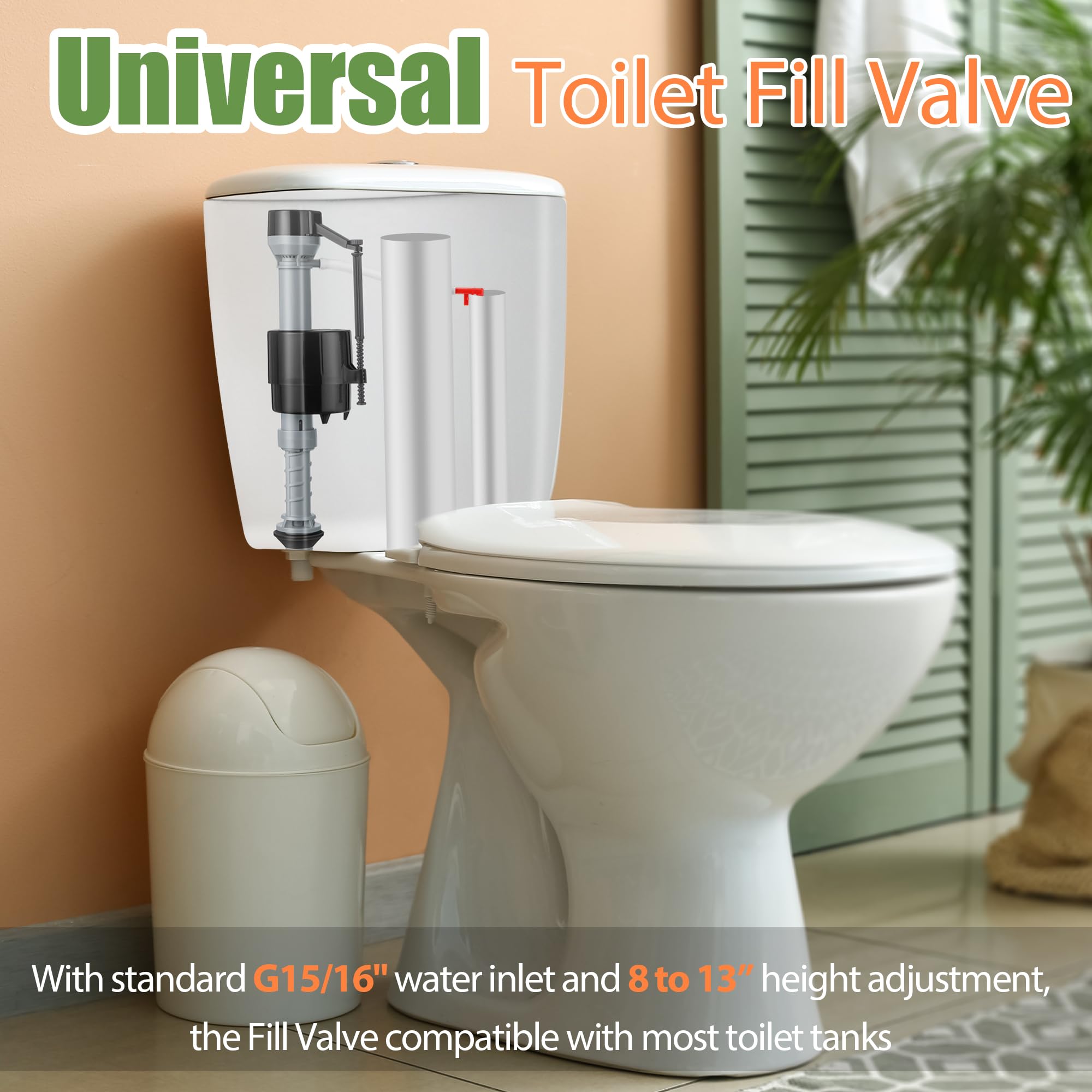 Saillong 3 Pack Universal Toilet Fill Valve Replacement Kit - Adjustable Height, Leak-Proof, Easy Installation for Toilet Tank Repair - Perfect for Home, RV, and Commercial Restroom Maintenance