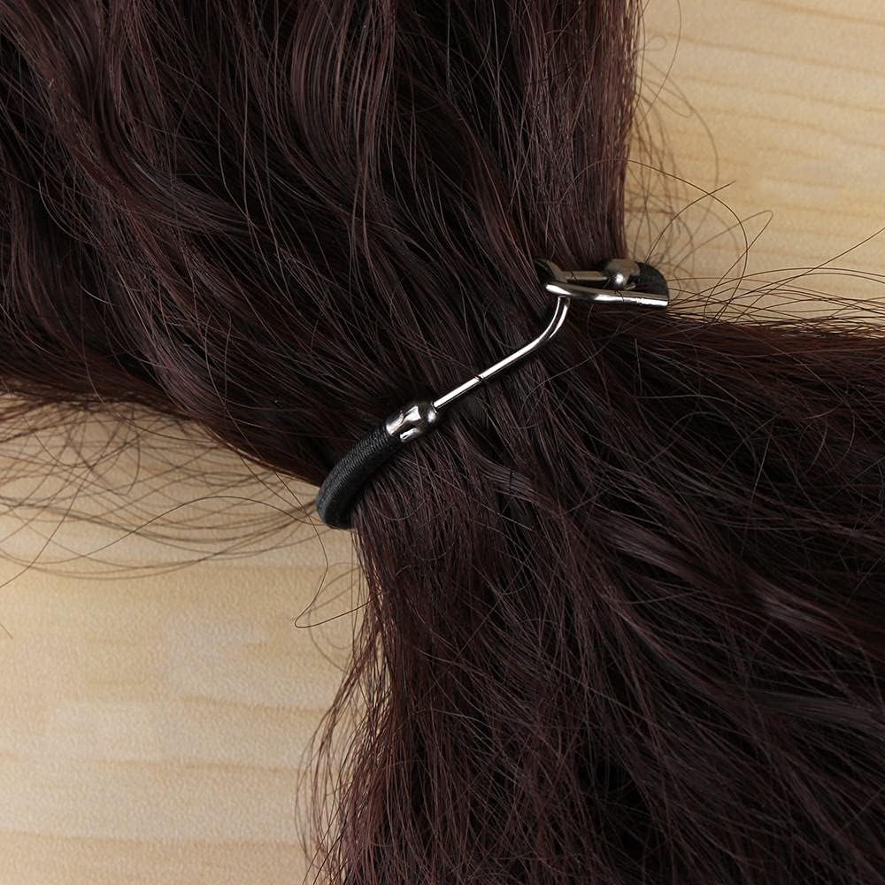 36 Pcs Elastic Hair Ties with Hooks - Thick Hair Bands for Women & Girls - Ponytail Holders, Hair Cords & Clips (Brown) - Perfect for Gym, Work & Everyday Styling