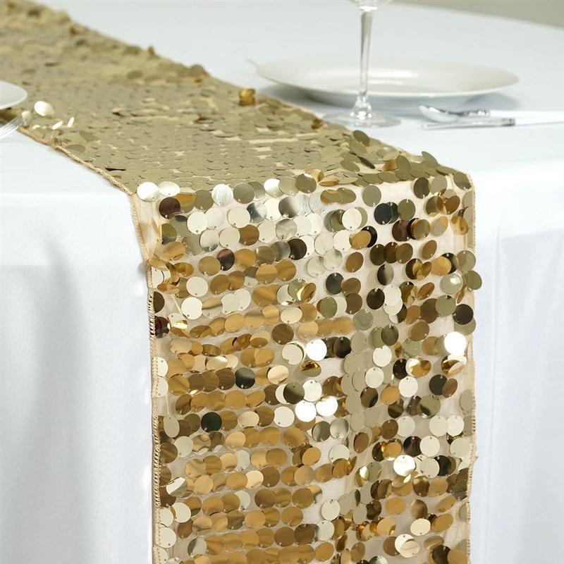Large Payette Sequin Table Runner - Elegant Glittering Dining Table Decor for Weddings, Parties & Holiday Celebrations