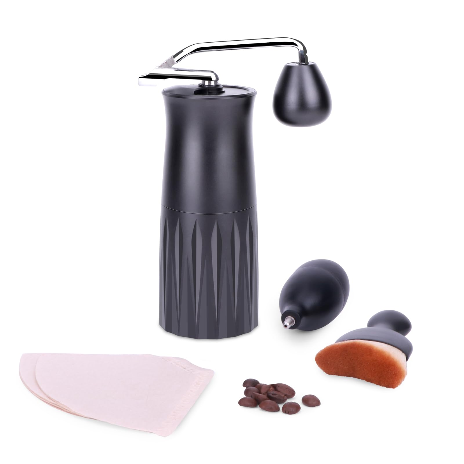 Premium Manual Coffee Grinder - Foldable Stainless Steel Hand Crank Coffee Bean Mill with Adjustable Ceramic Burr for Espresso, French Press & Pour Over - Perfect for Home, Camping, Travel & Gifts - Compact & Portable Coffee Accessory for Coffee Lovers