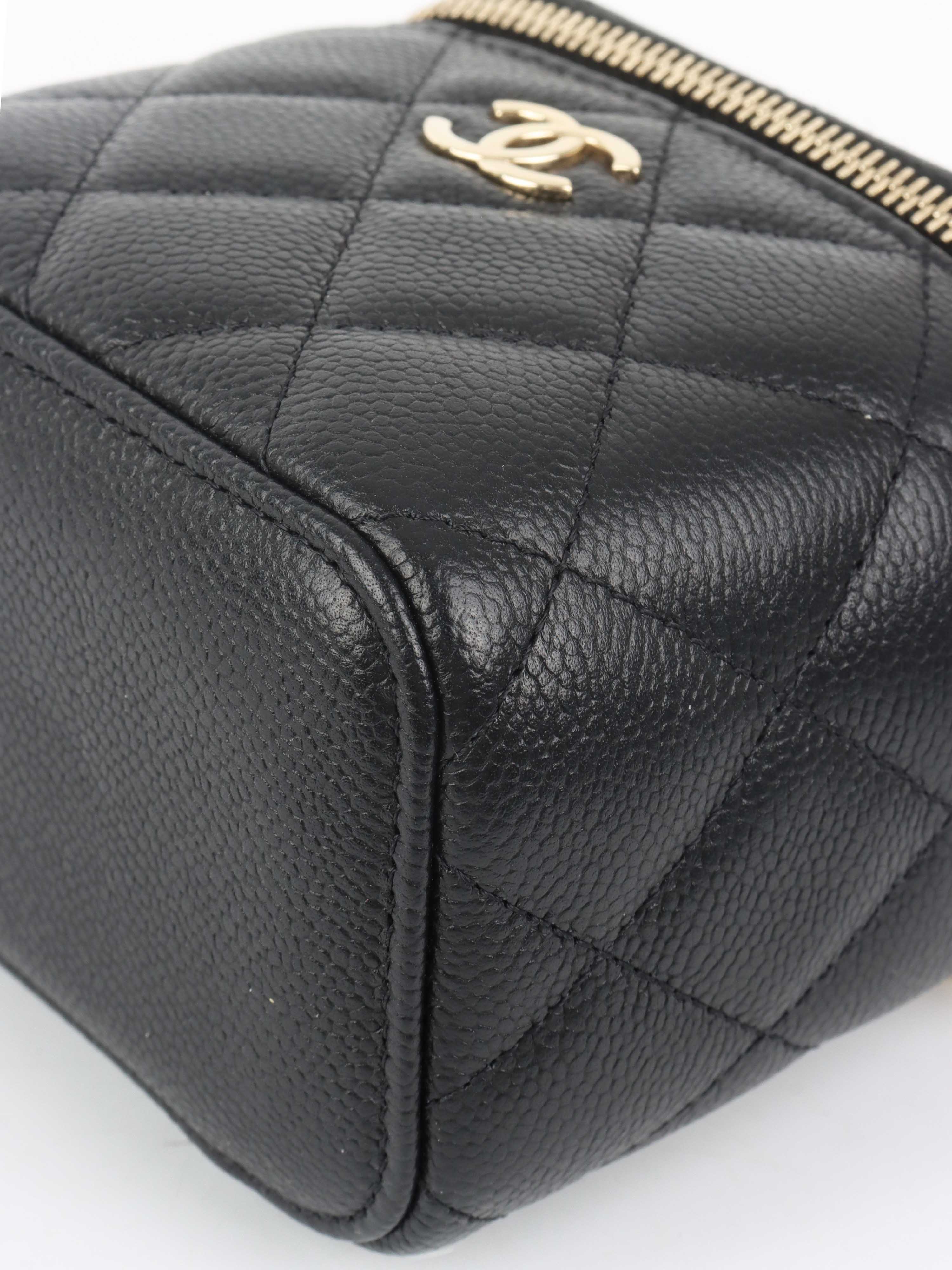 Chanel Black Caviar Leather Mini Vanity Bag - Luxury Crossbody Purse for Women, Perfect for Parties & Evening Events