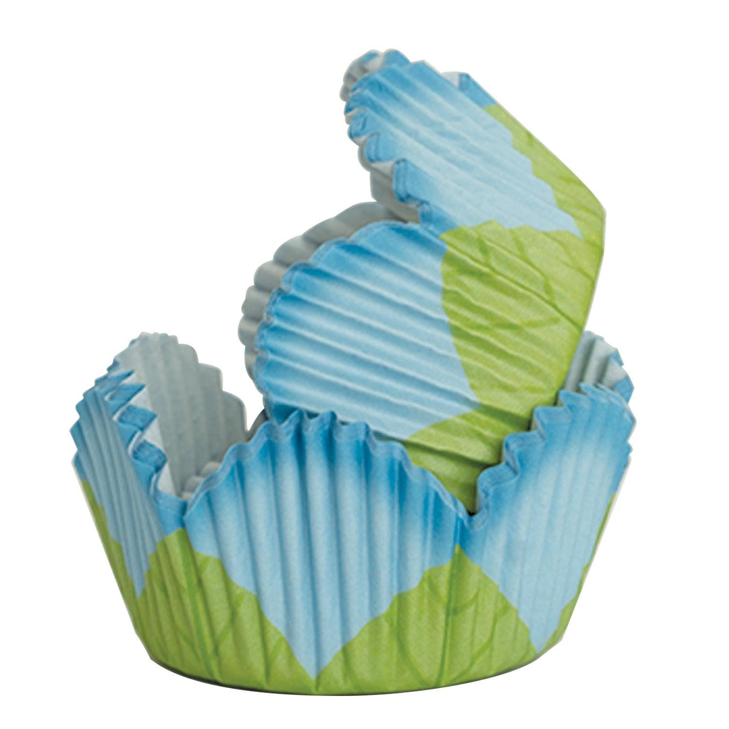 Premium Blue and Green Petal Cut Cupcake Liners - Standard Size Baking Wrappers for Parties, Weddings, and Birthday Celebrations - Perfect for Cupcakes, Muffins, and Dessert Displays