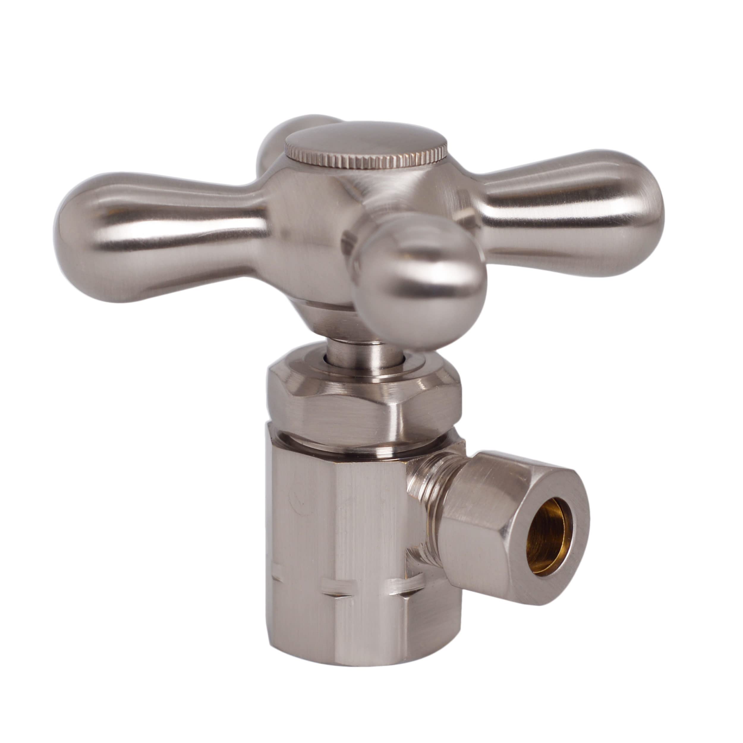 Westbrass D1812T-07 Toilet Tank Supply Kit with Cross Handle Angle Stop & Flat Head Riser - Satin Nickel Finish for Bathroom Plumbing Repair & Installation
