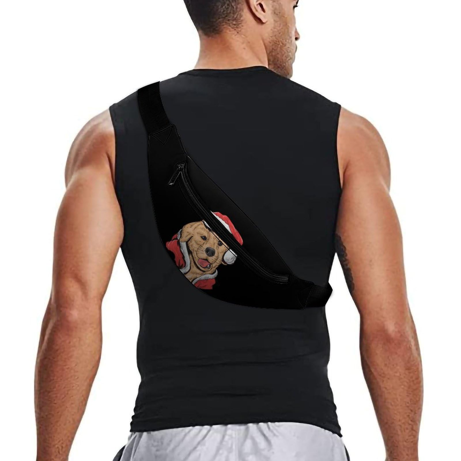 **Santa Golden Retriever Belt Bag - Adjustable Waist Pouch & Crossbody Bag for Women & Men - Perfect for Festive Outfits, Travel & Outdoor Activities**