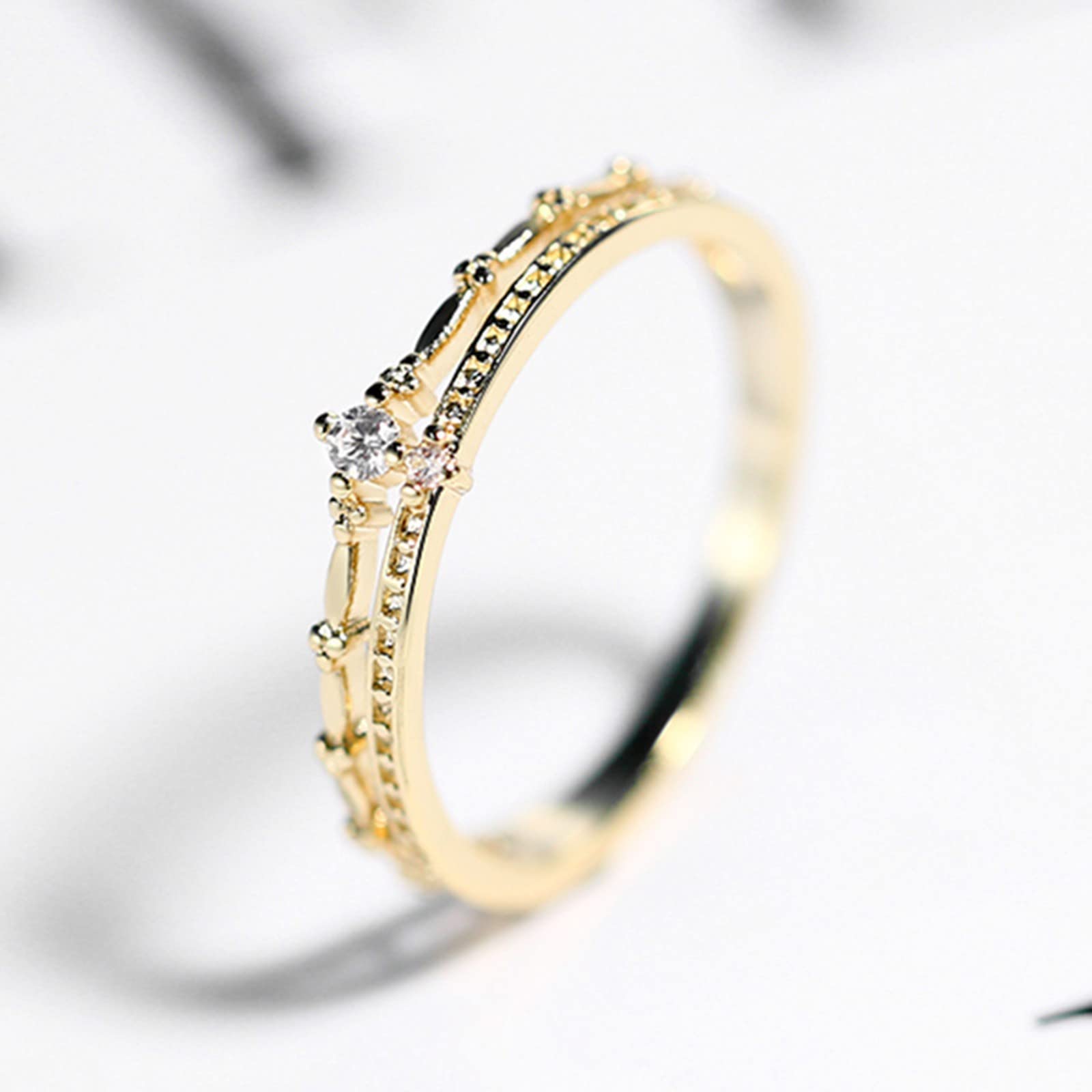 Dainty Gold Diamond Princess Crown Ring - Elegant Jewelry for Parties & Weddings