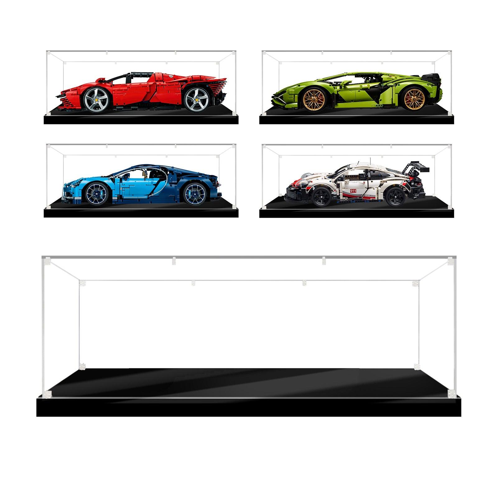Acrylic Display Case for LEGO 1:8 Scale Model Cars - Compatible with Sets 42083, 42096, 42125, 42056, 42115, 42172 - Perfect for Showcasing & Protecting Your LEGO Car Collection at Home or Office
