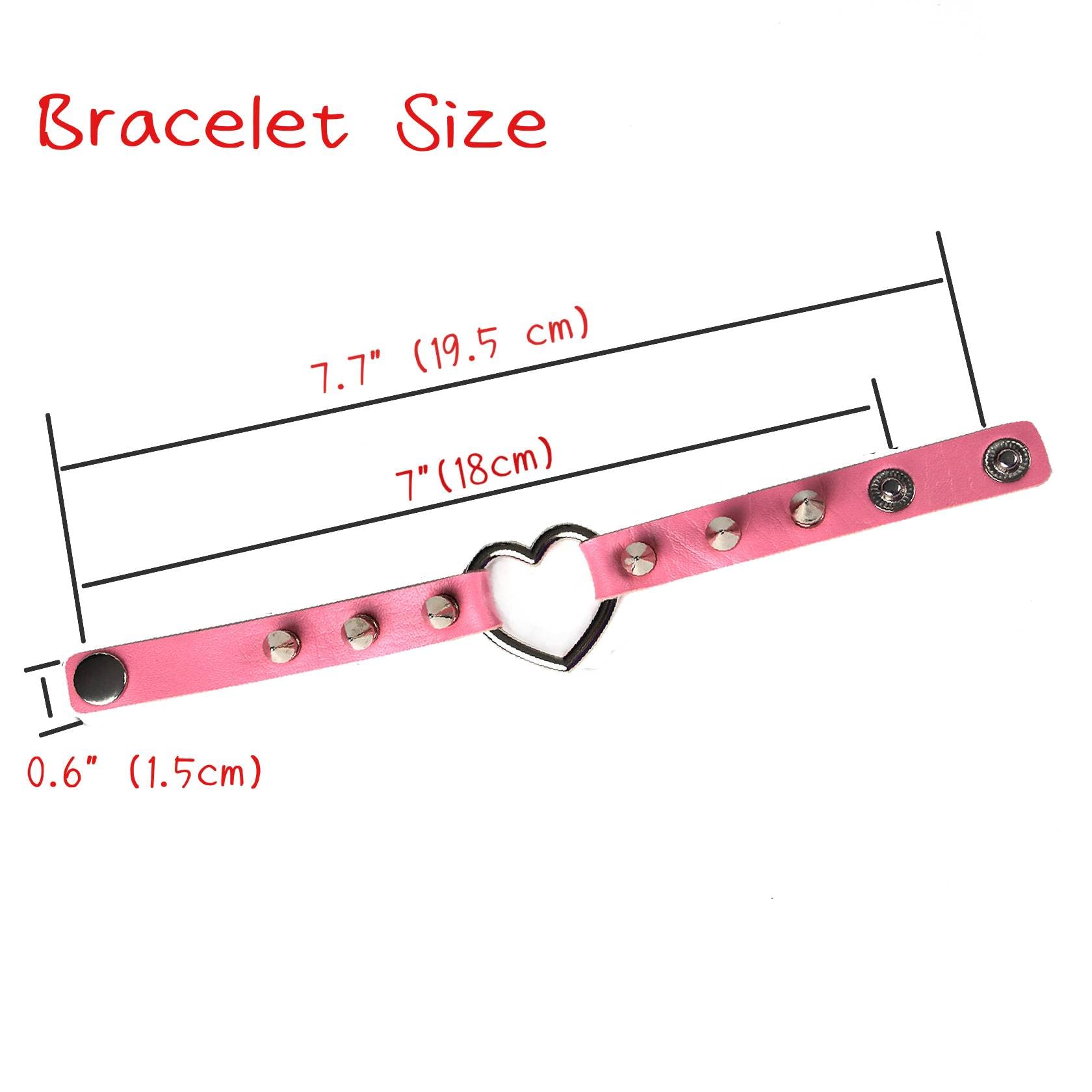 MILAKOO Punk Bracelets for Women & Men - Heart Shaped PU Leather Gothic Wristbands with Spikes, Vintage Style Cuffs - Perfect for Rock Concerts, Halloween Costumes & Alternative Fashion