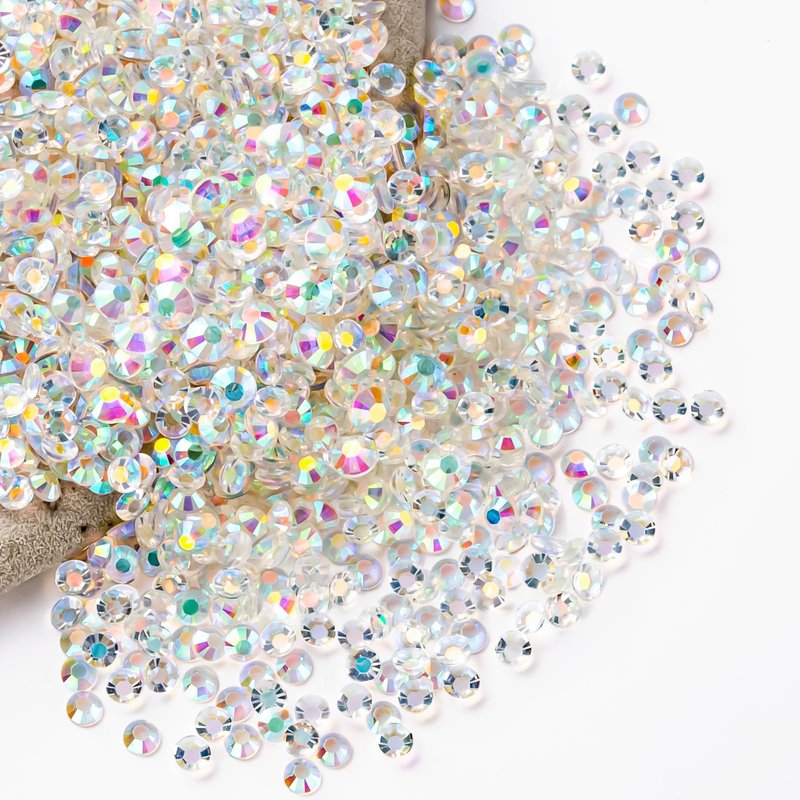 10000PCS 3mm Transparent AB Rhinestones Bulk - Flat Back Round Jelly AB Crystal Gems for Crafts, Nail Art, Face Jewelry, Tumbler Decoration & Clothing Accessories | Non-Hotfix Wholesale Rhinestones for DIY Projects & Handmade Decor