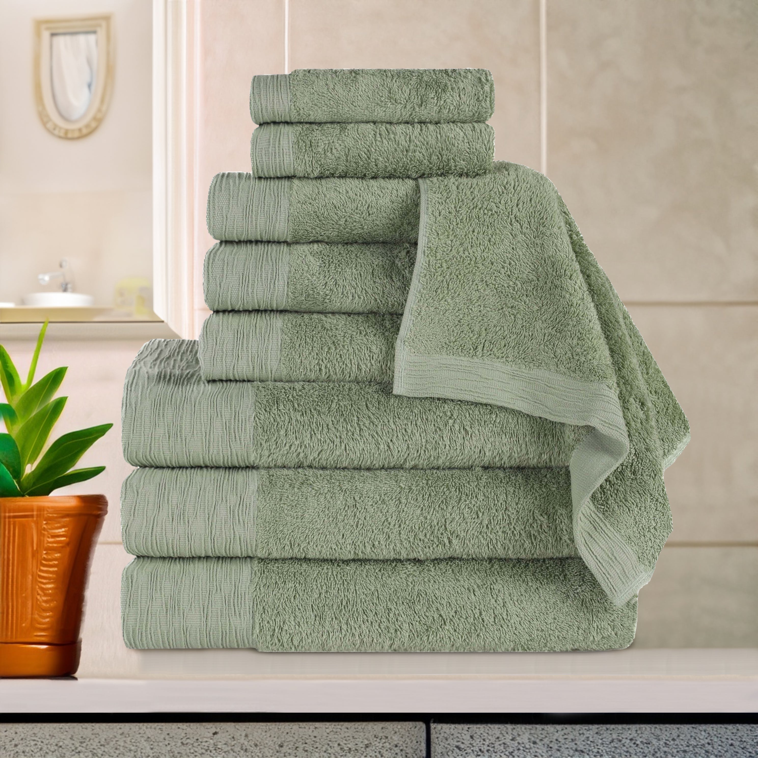 Bamboo Rayon 9-Piece Towel Set - Eco-Friendly, Ultra Soft & Fluffy Bath Towels for Spa, Gym & Home Use